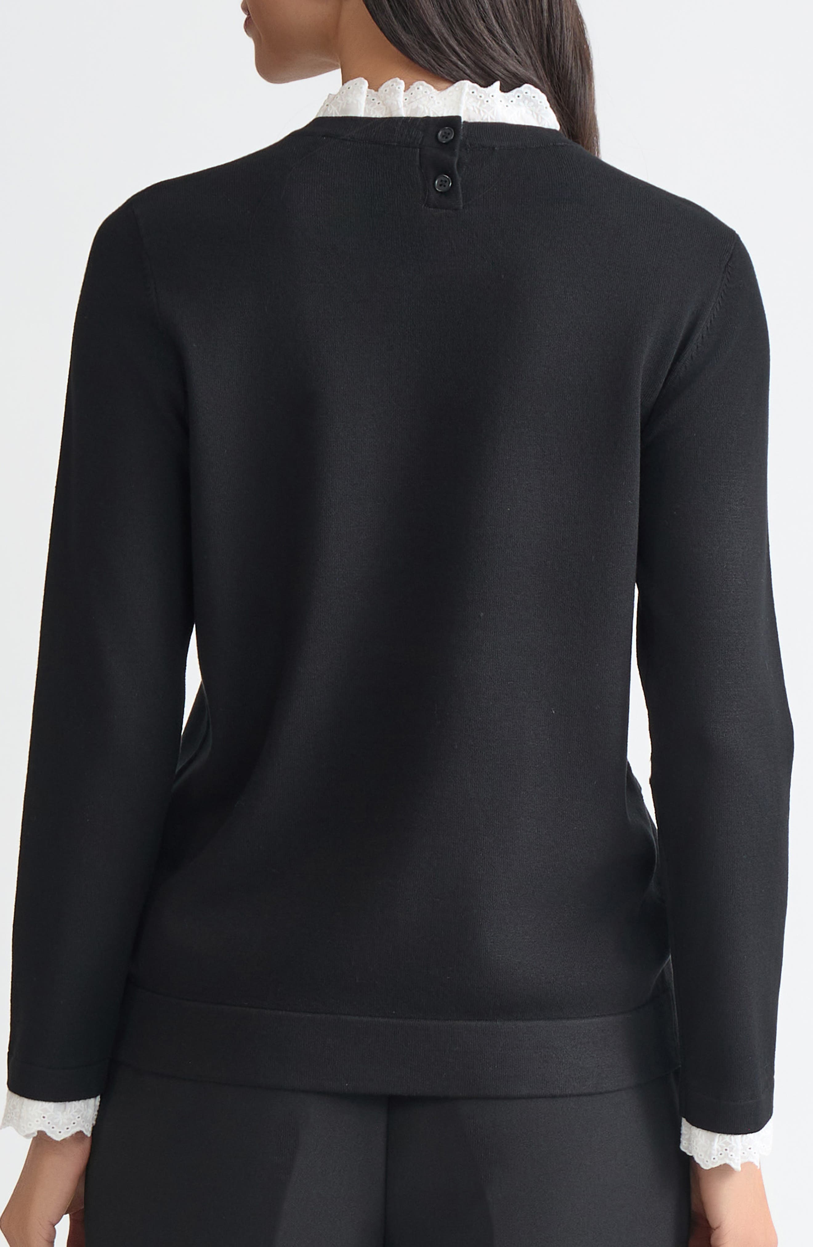 Contrast Lace Trim Collar Sweater - image 2