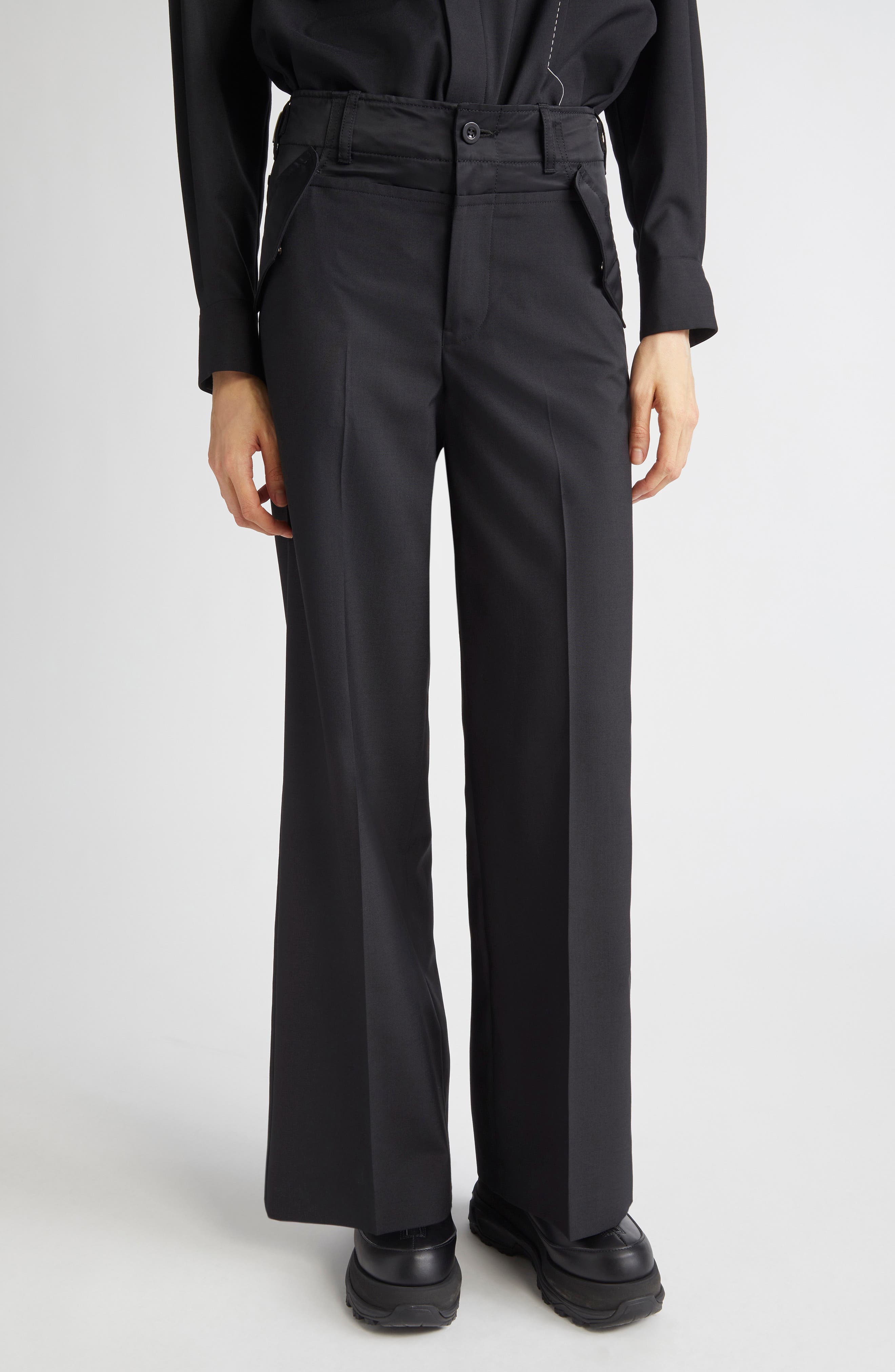 Suiting Mixed Media Straight Leg Pants - image 1