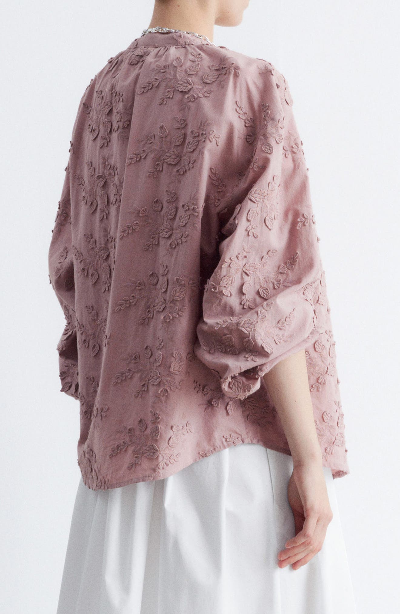 Oversize Floral Applique Cotton Top - image 2