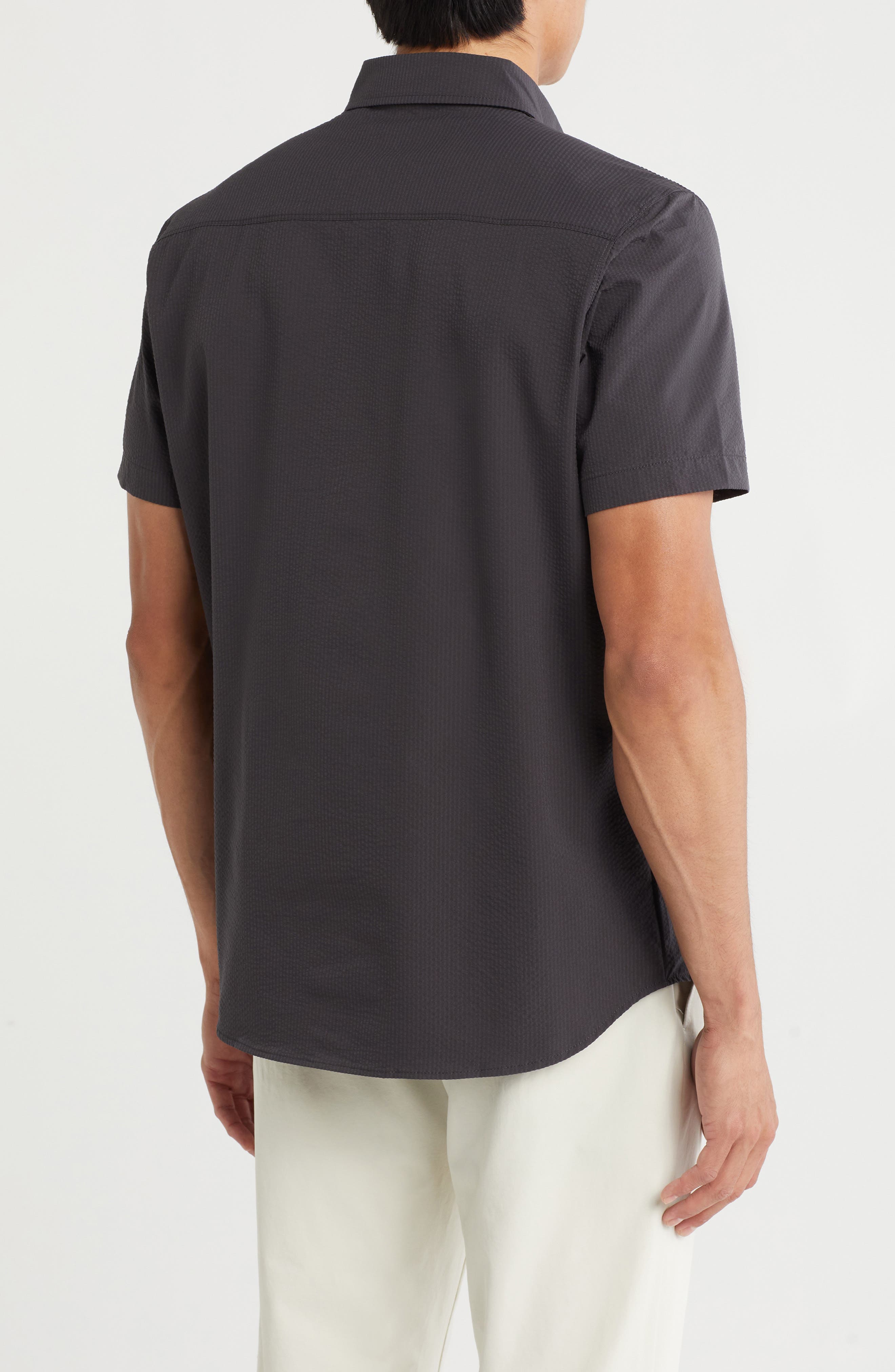 Seersucker Short Sleeve Button-Down Shirt - image 2