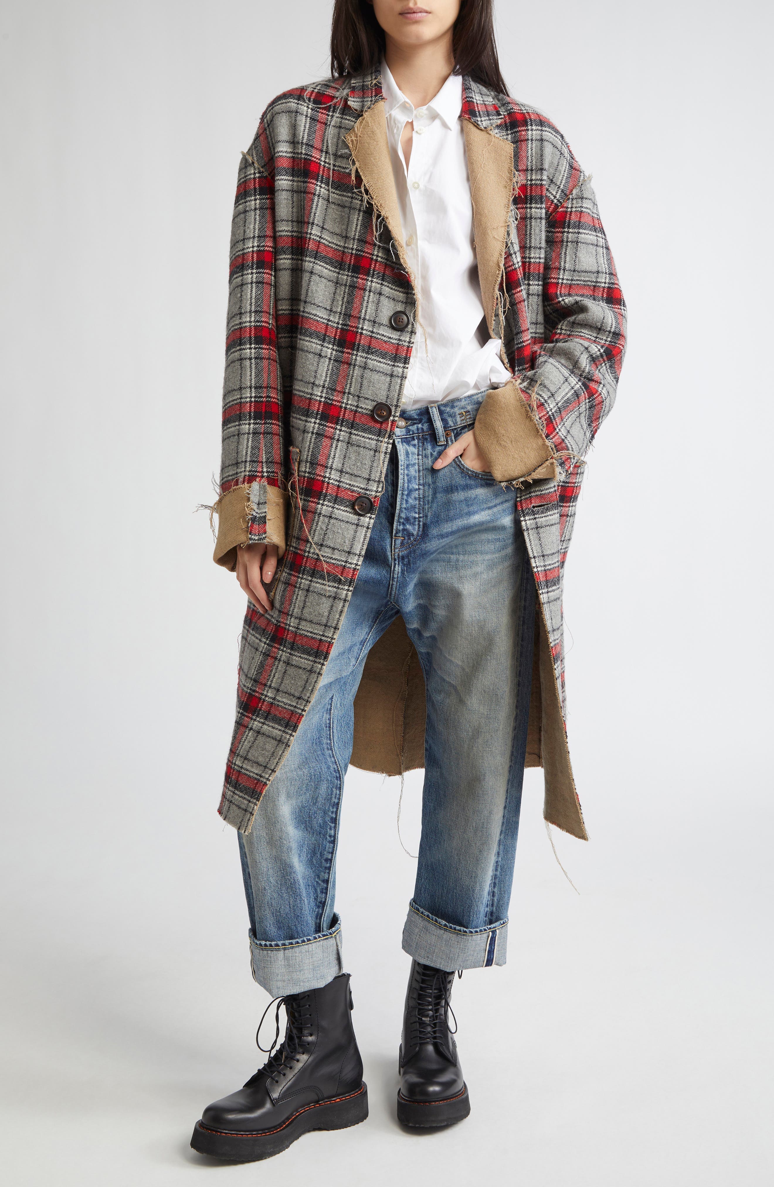 Reversible Raw Cut Cotton & Virgin Wool Coat - image 2