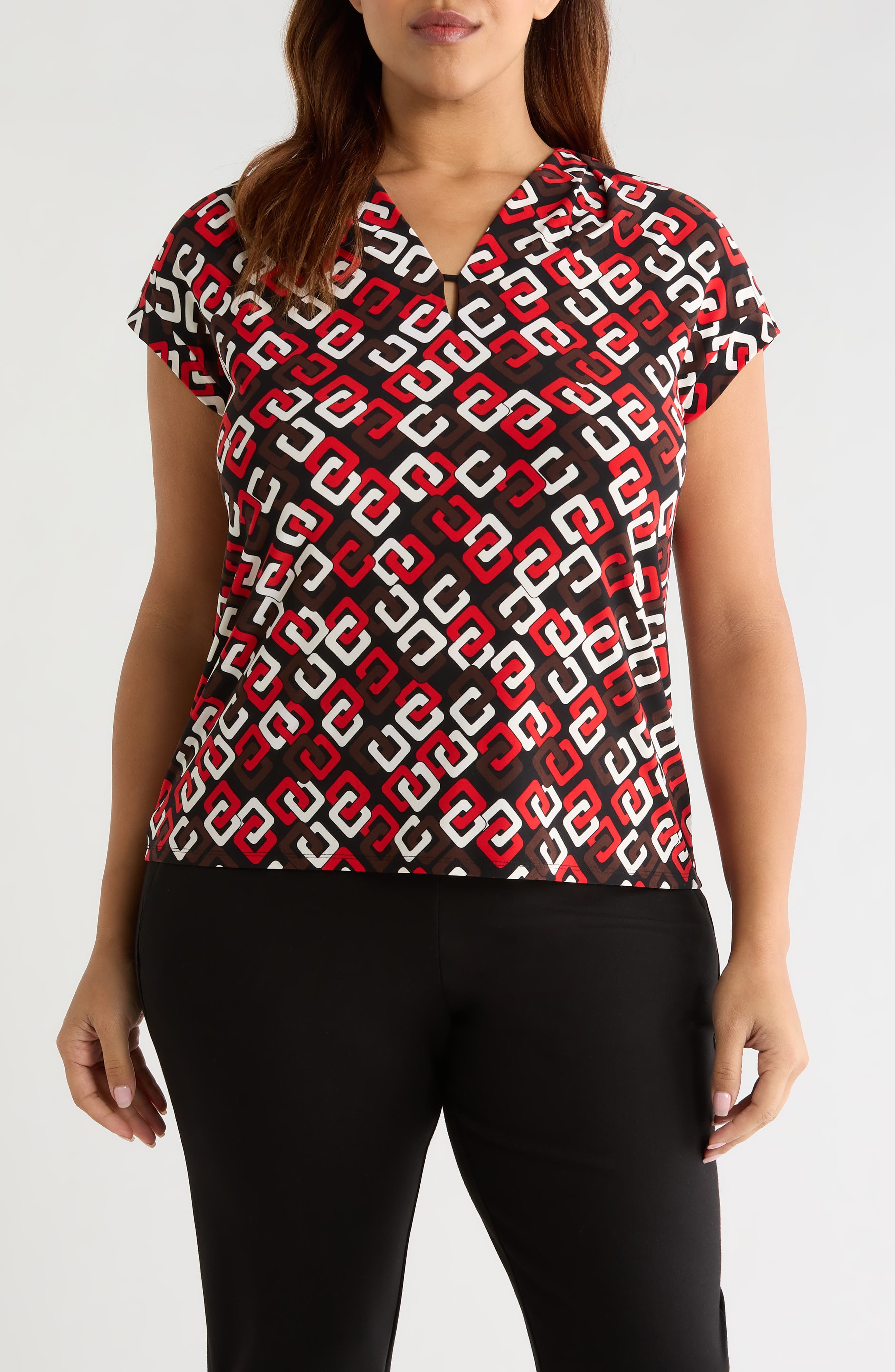 Print V-Neck Top - image 1
