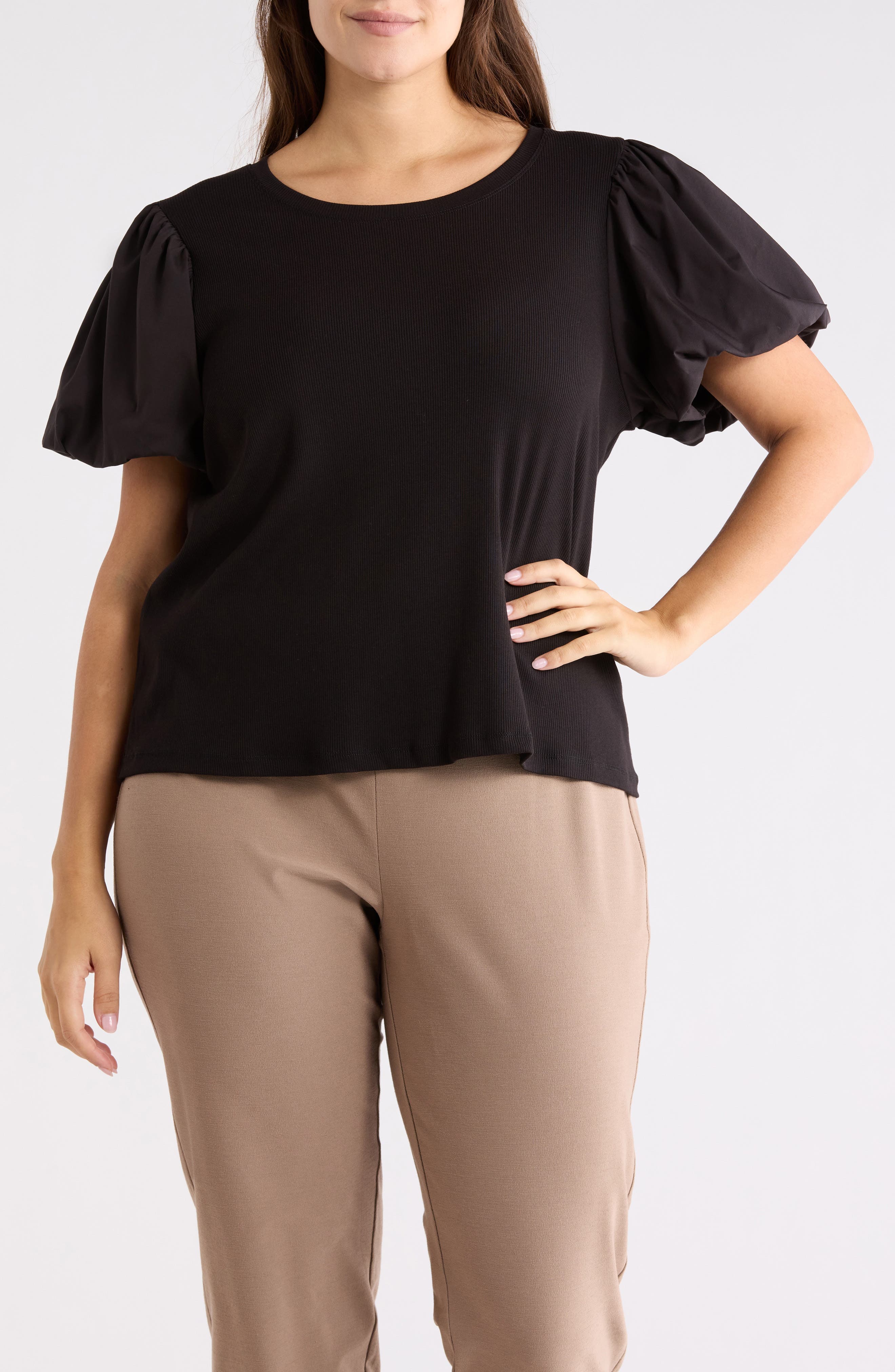 Crewneck Puff Sleeve Top - image 1