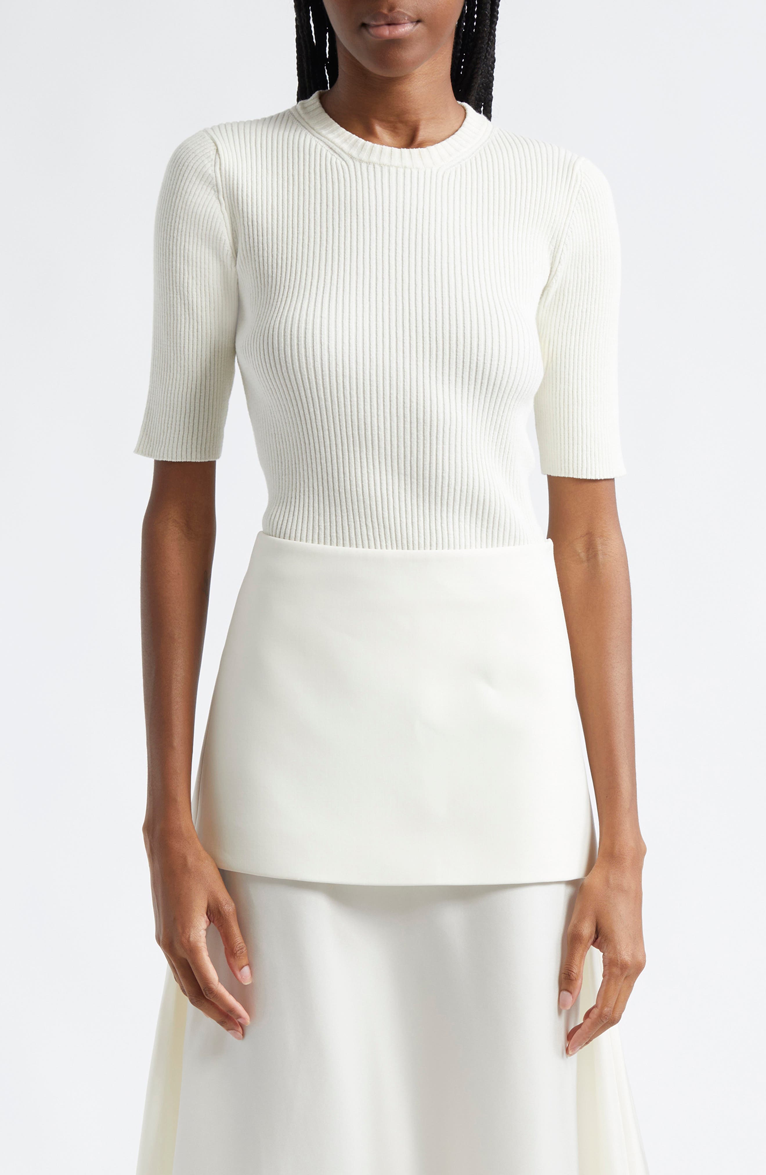 Rib Knit Short Sleeve Top - image 1