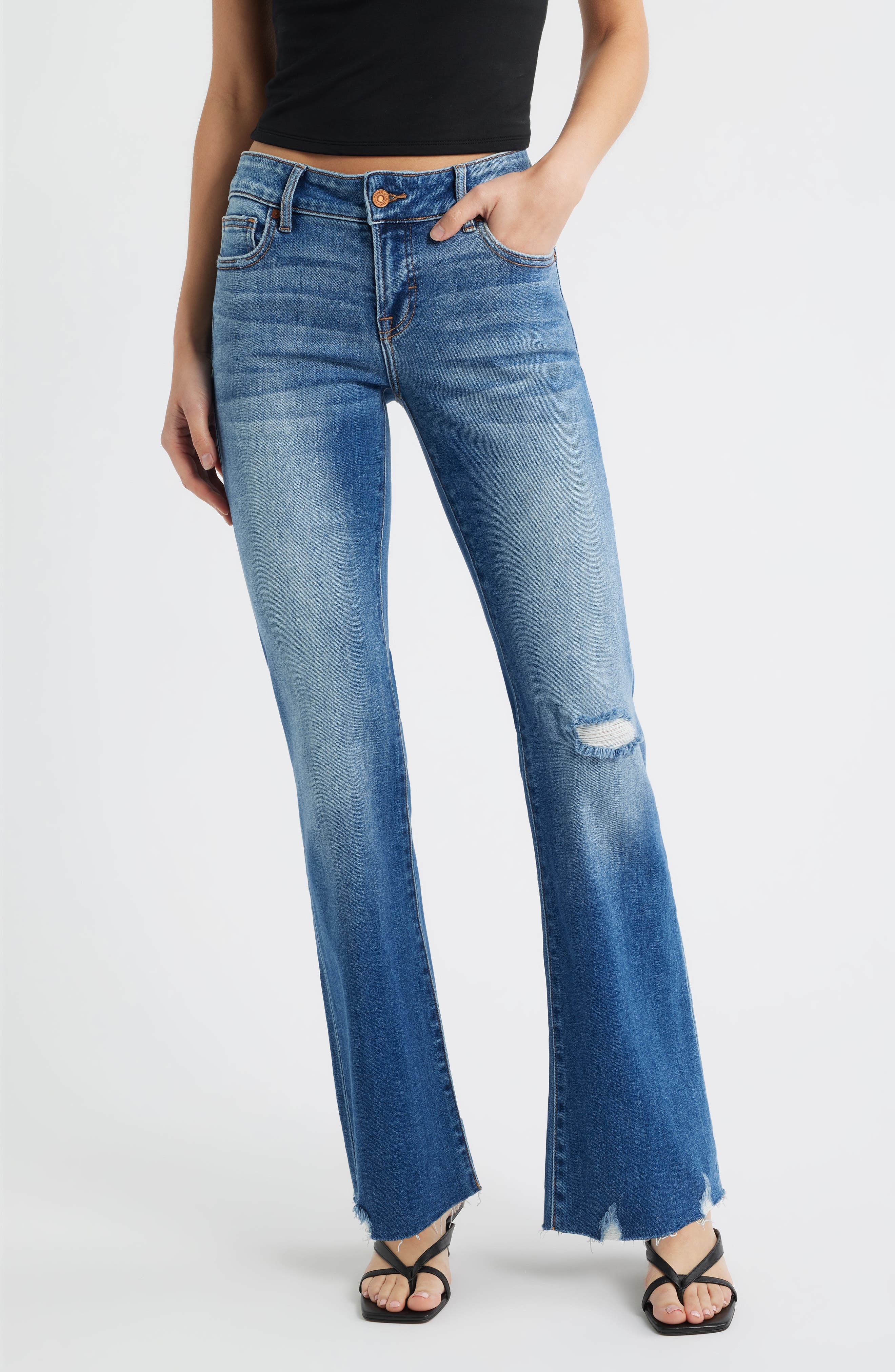 Ripped Low Rise Bootcut Jeans - image 1