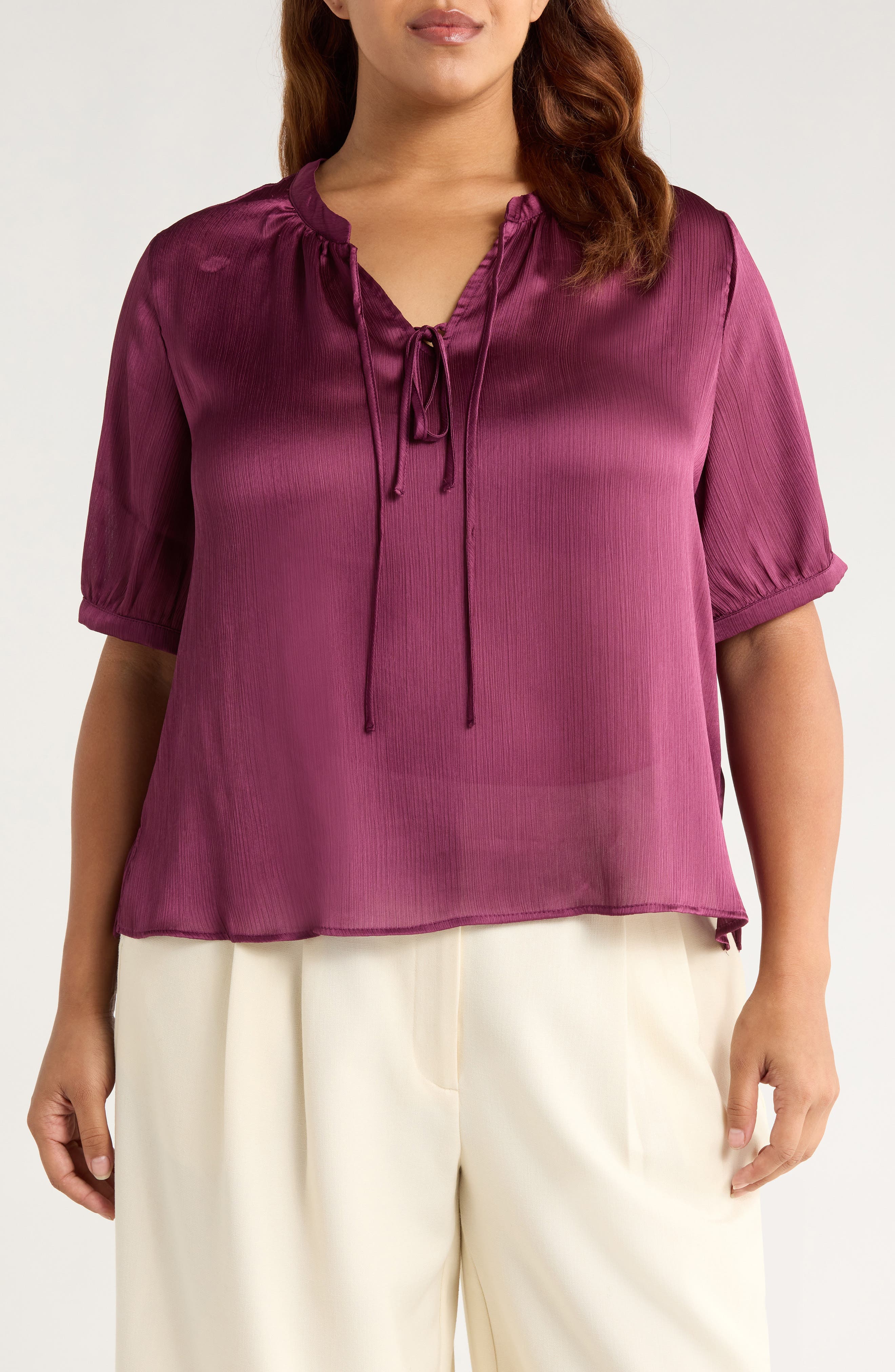 Tie Front Satin Top - image 1