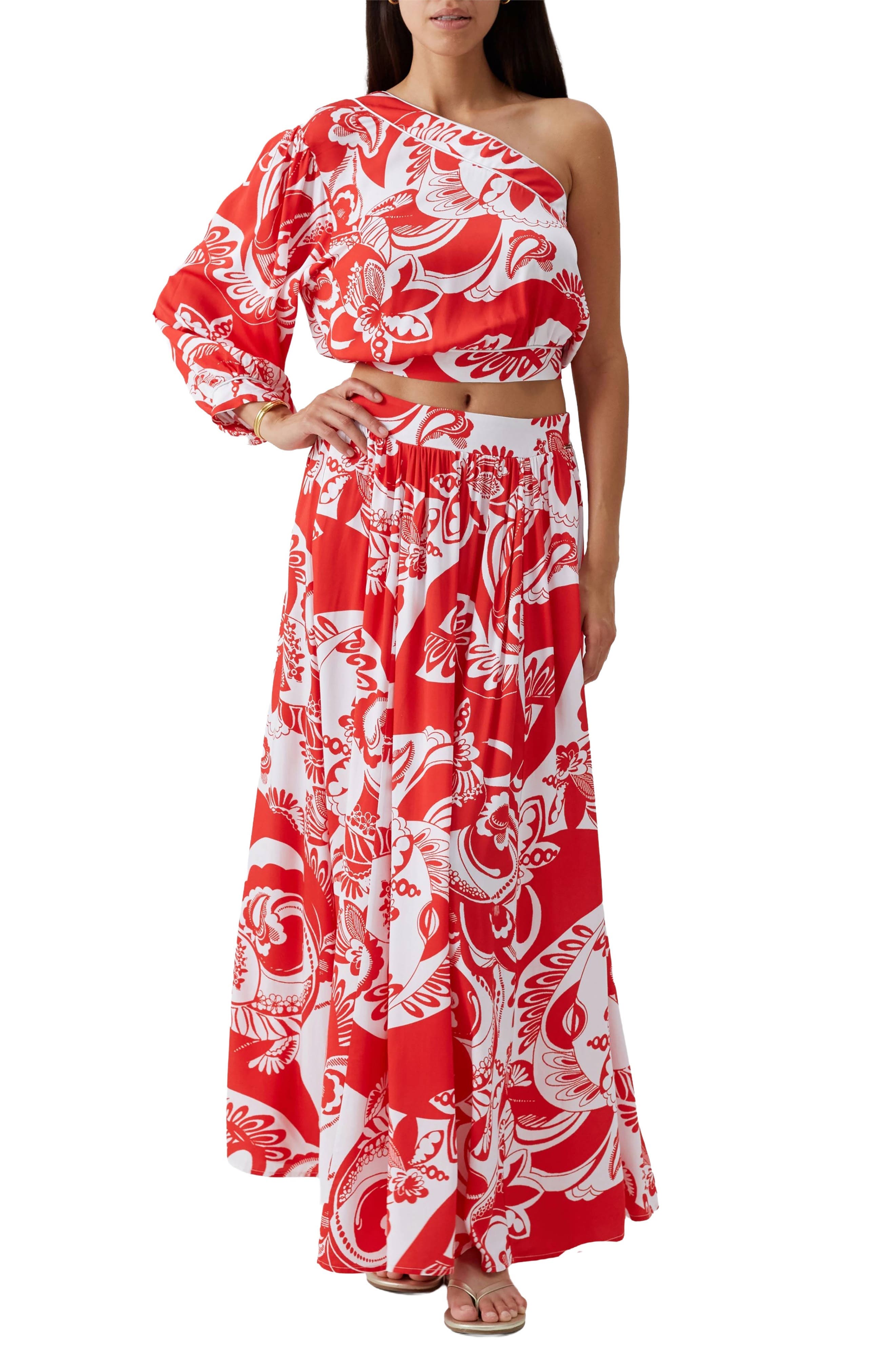 Rania One-Shoulder Cover-Up Crop Top