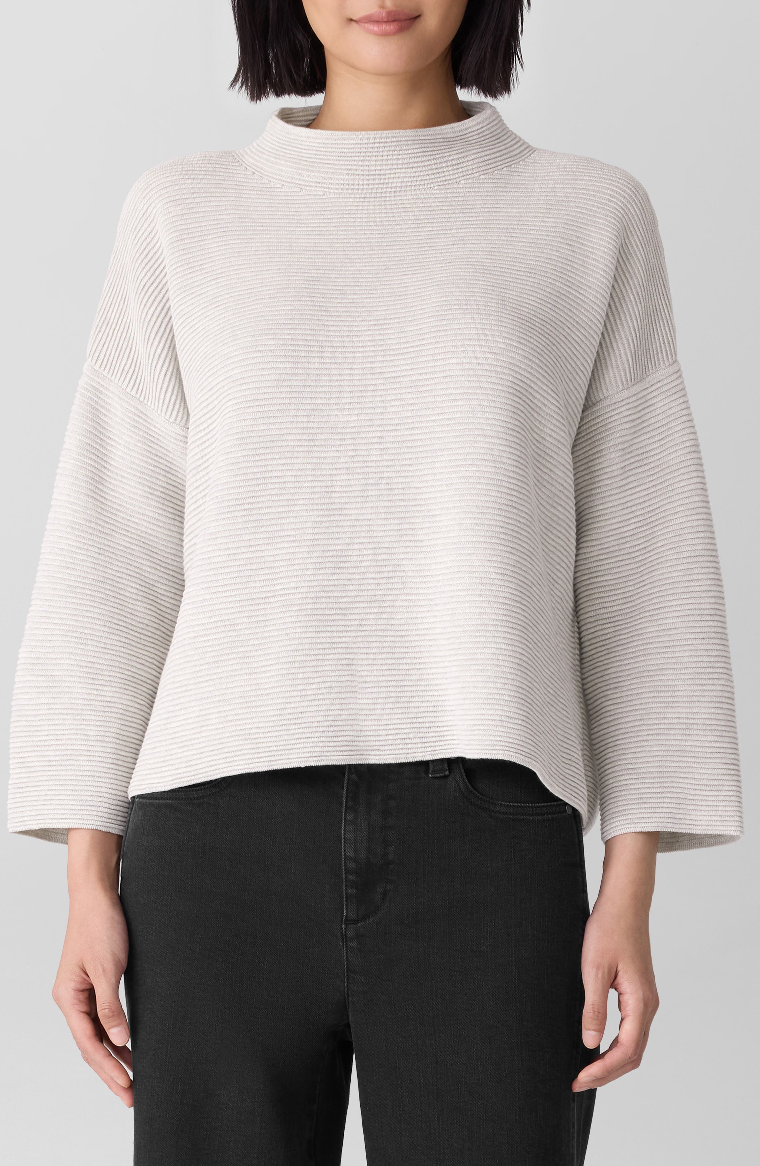 Funnel Neck Organic Cotton Blend Sweater - image 1