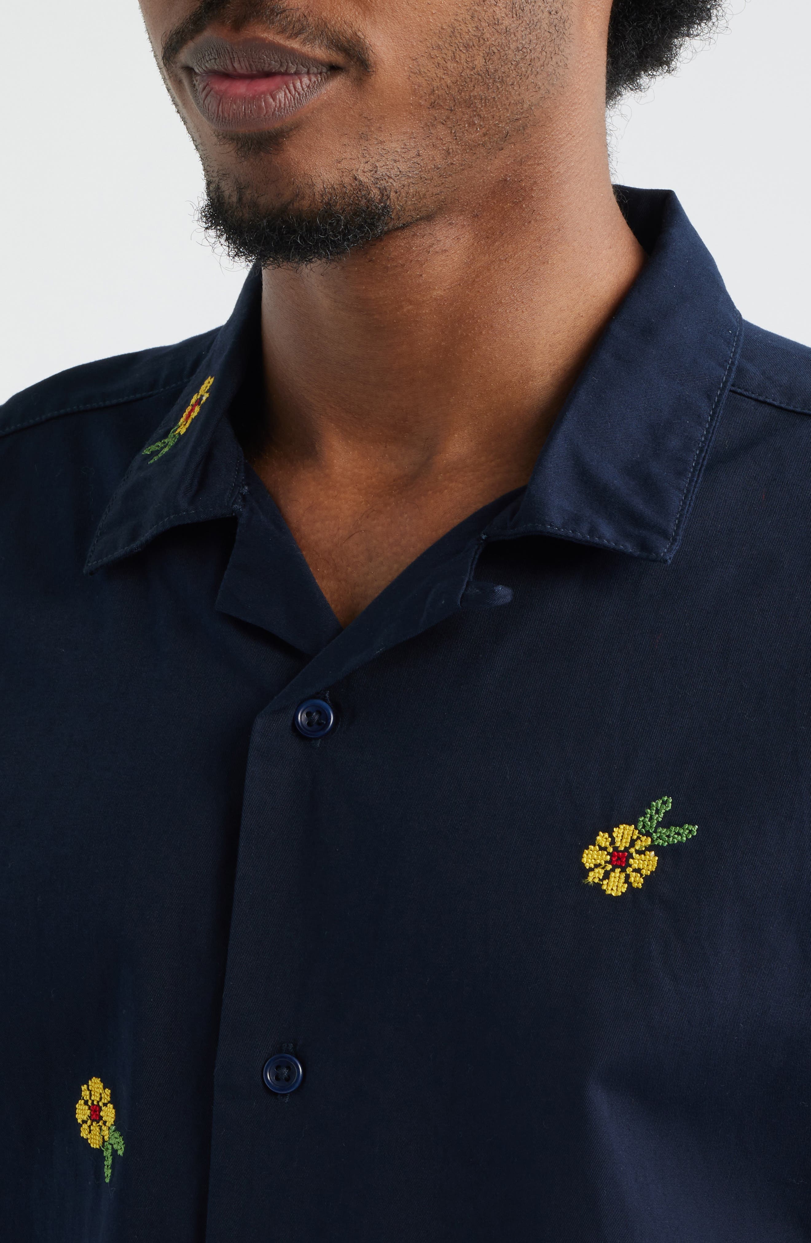 Cross Stitch Organic Cotton Button-Up Shirt - image 2