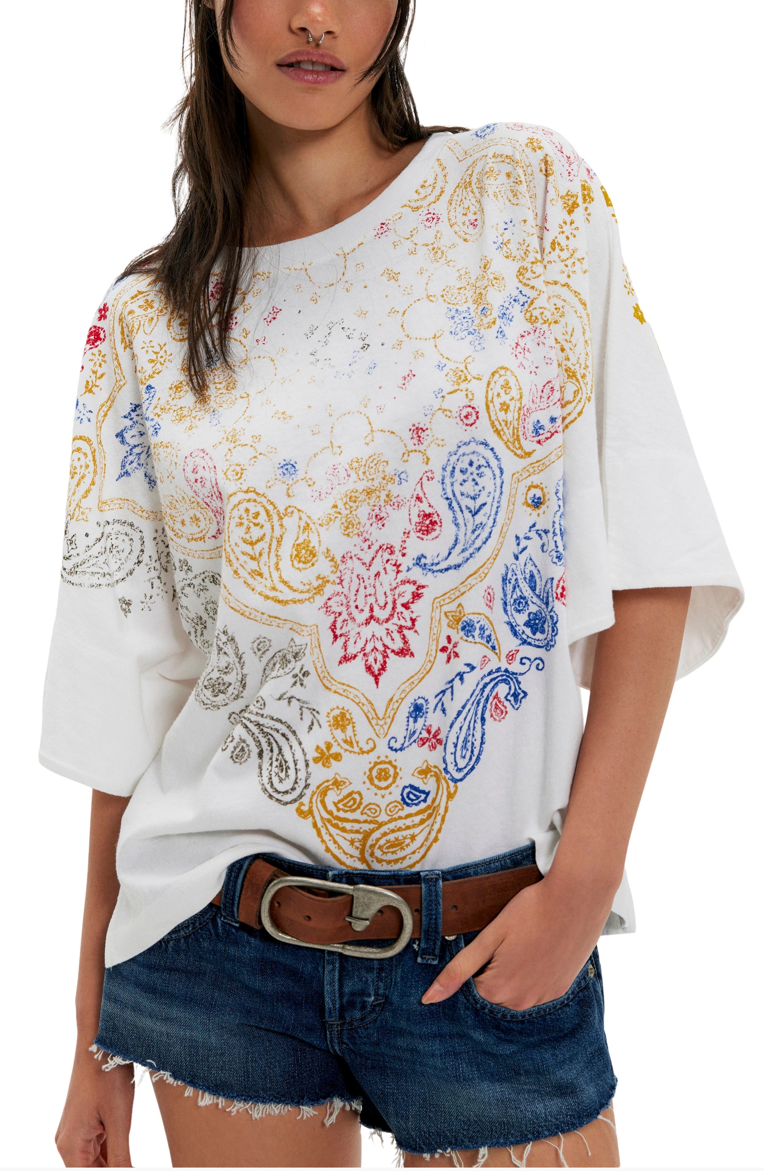Heirloom Paisley Print Oversize T-Shirt - image 1