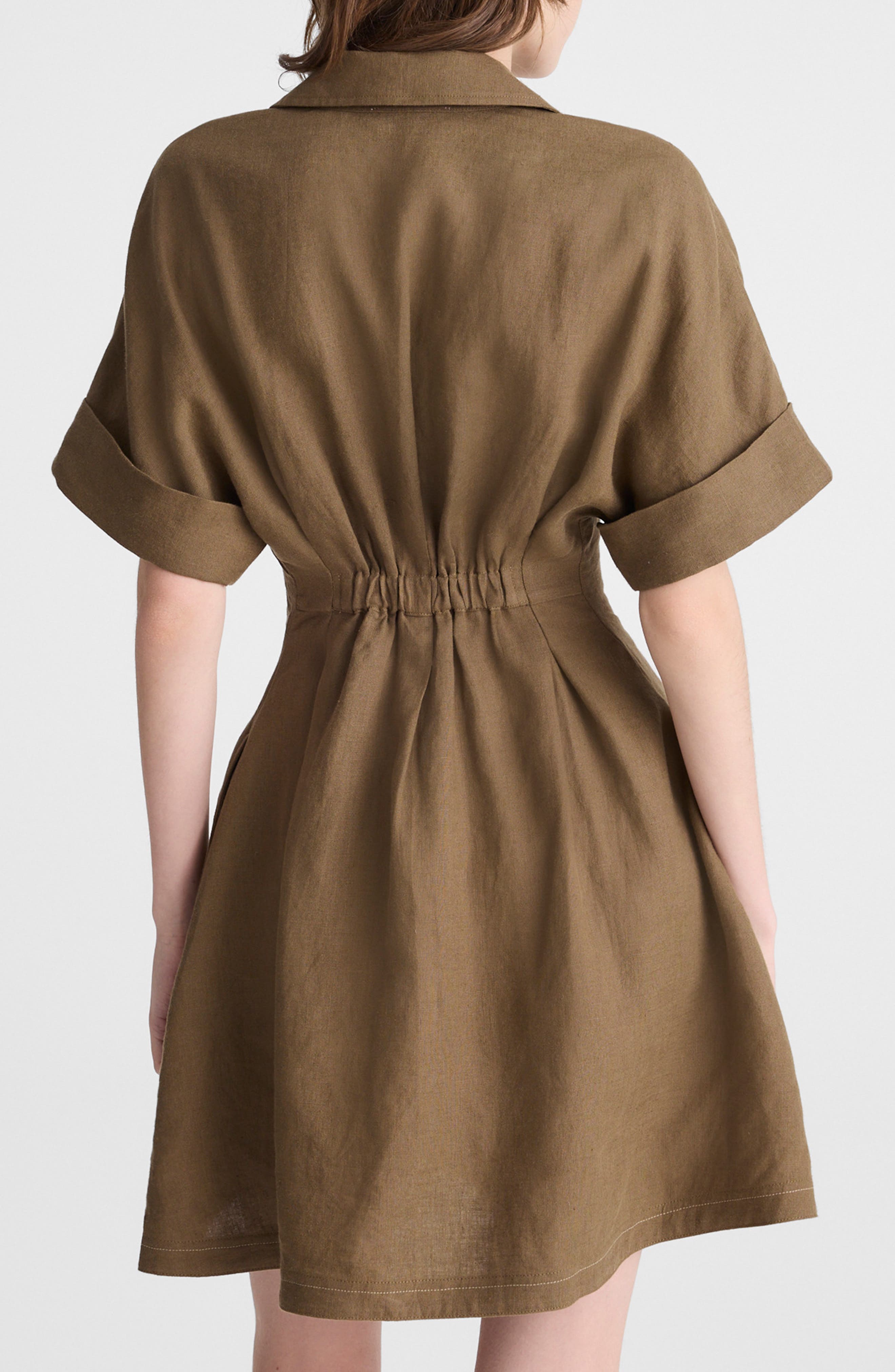 Pleated Linen Mini Shirtdress - image 2