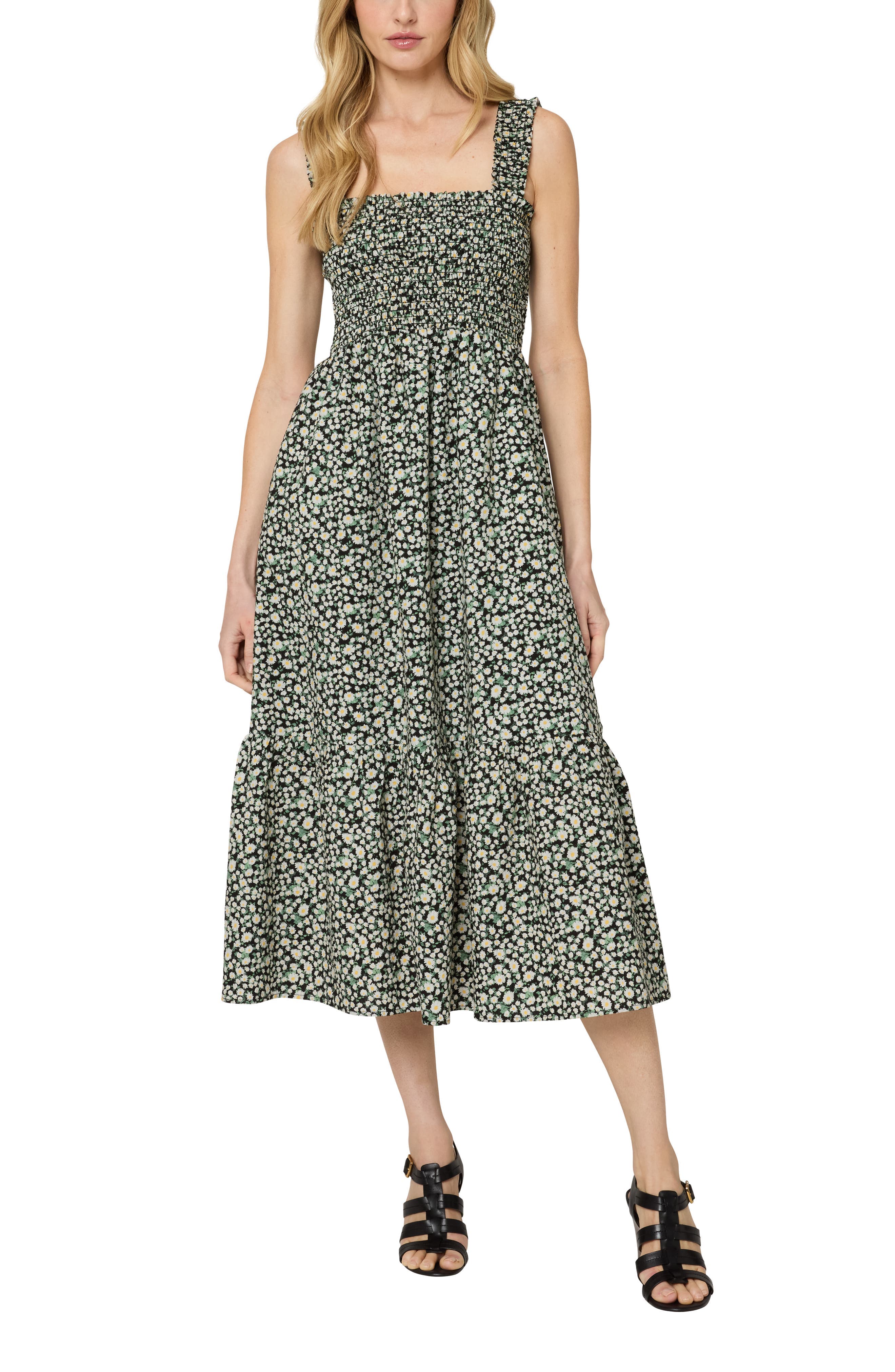 The Smocked Ruffle Tank Midi Dress - image 1