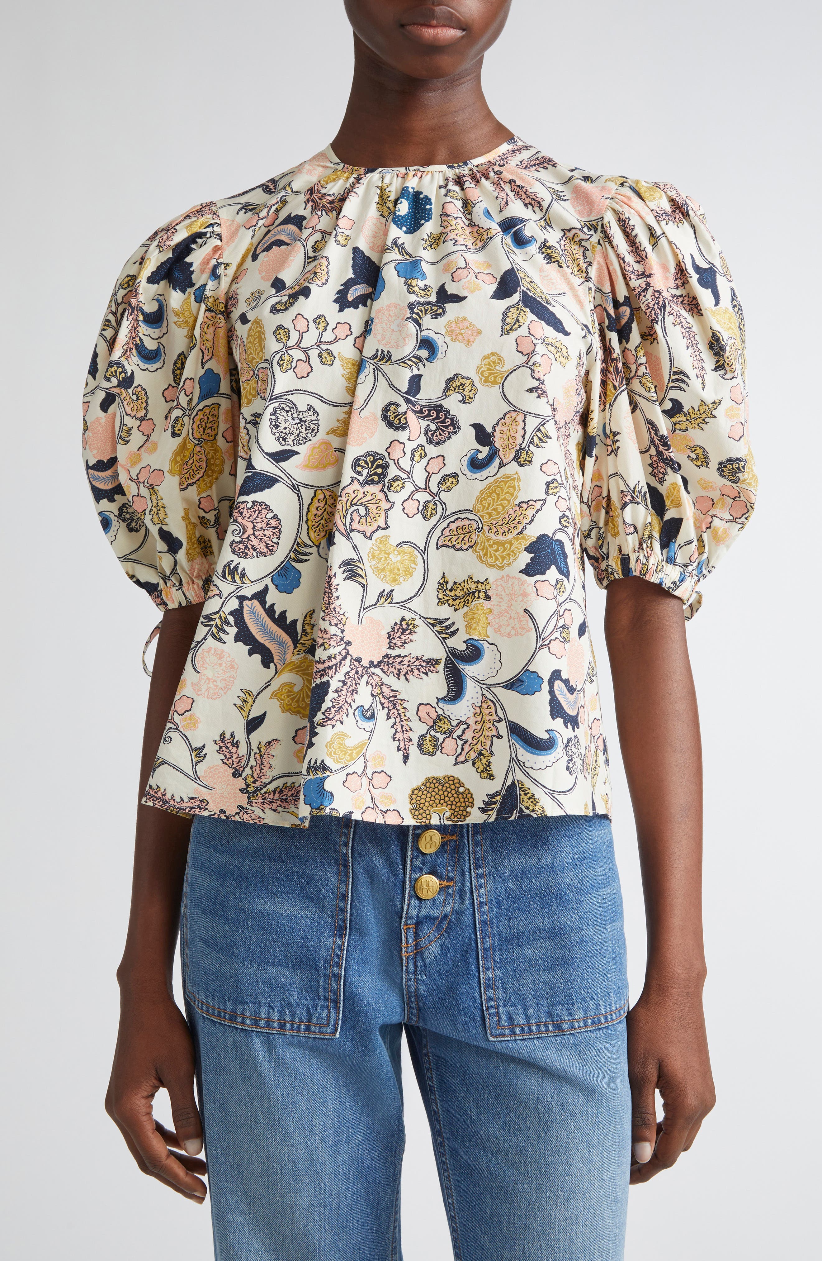 Coralie Embroidered Puff Sleeve Top - image 1