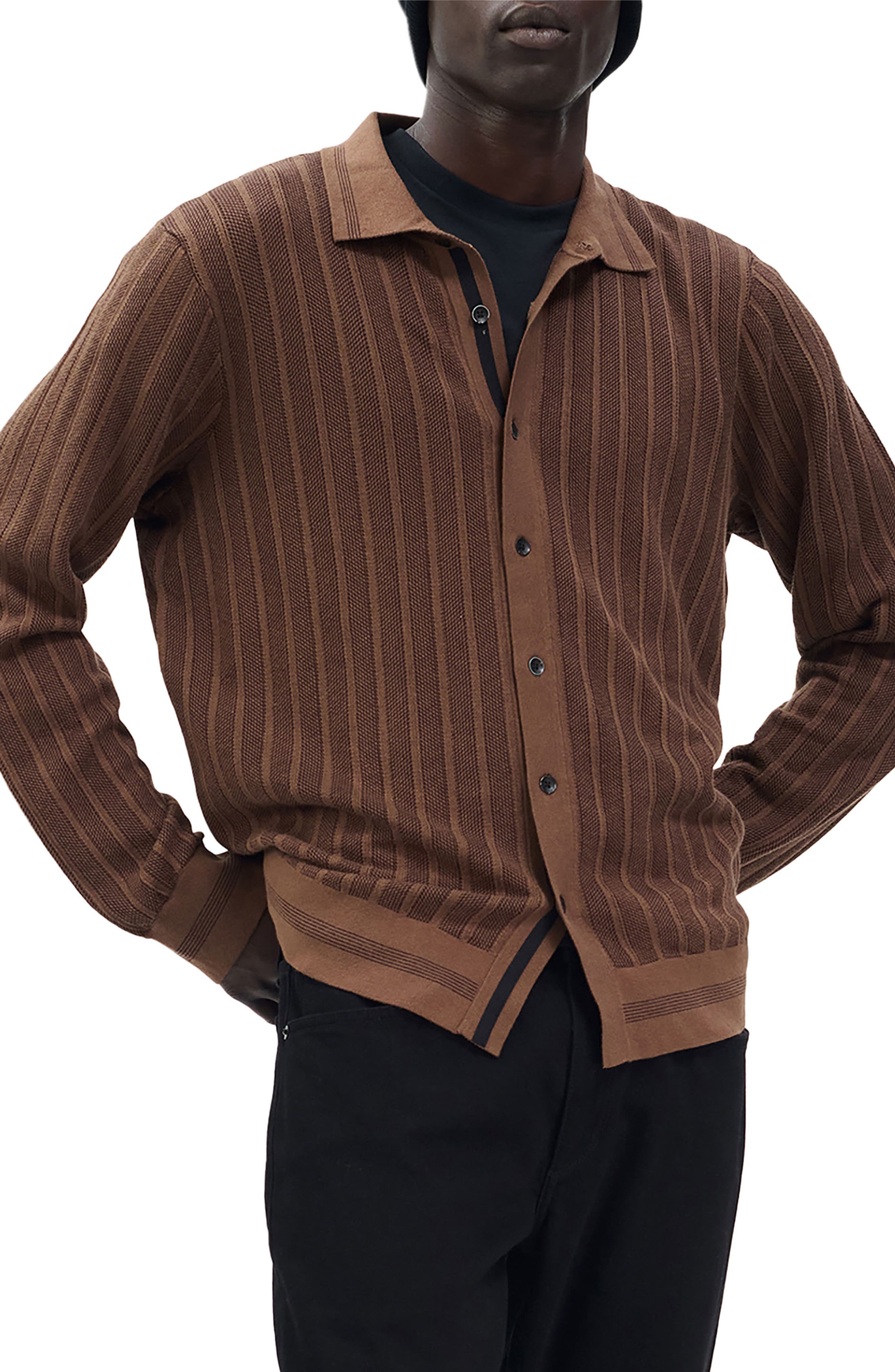 Harvey Long Sleeve Knit Button-Up Shirt - image 1