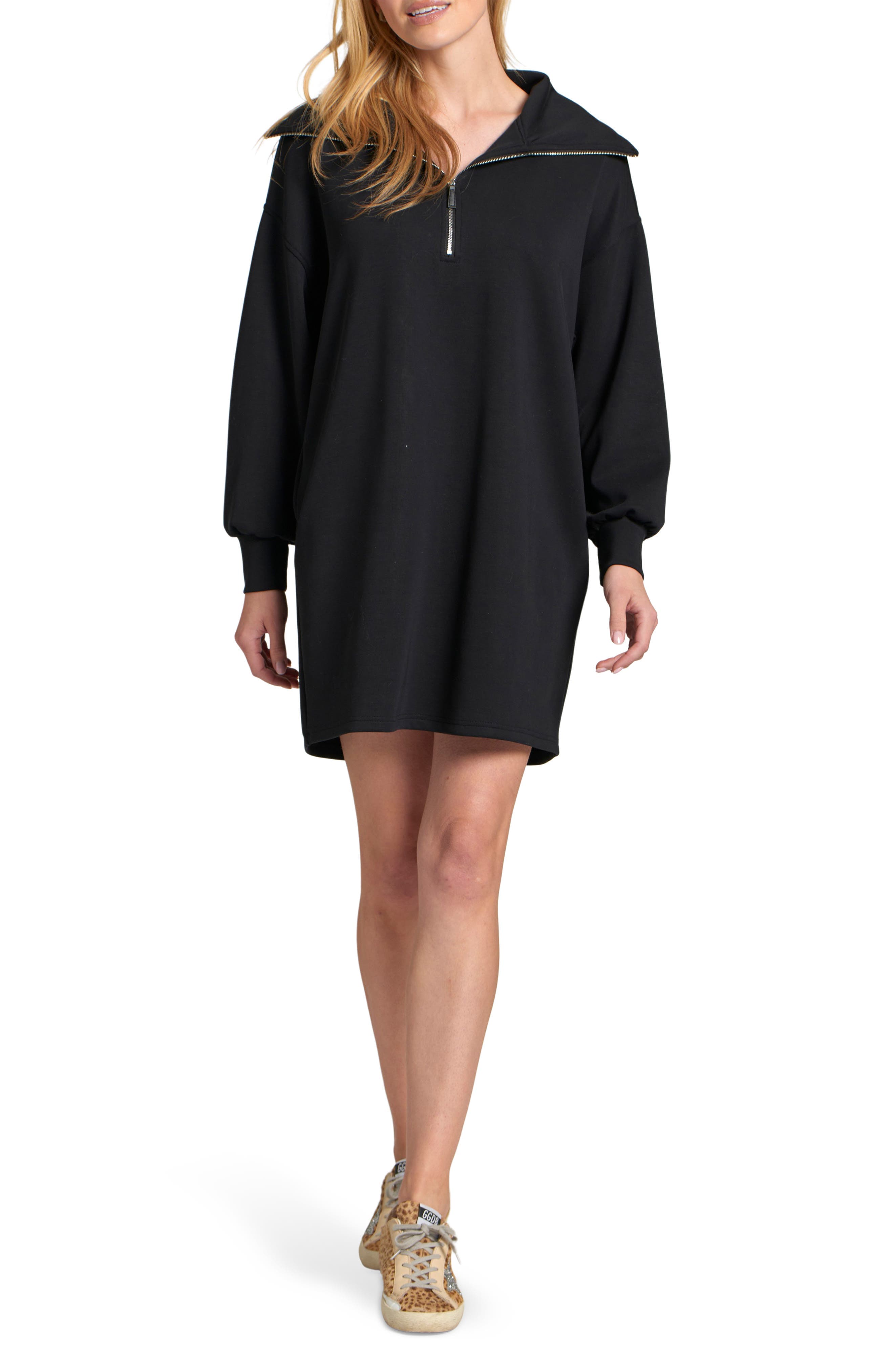 Half Zip Long Sleeve Sweatshirt Dress - image 1