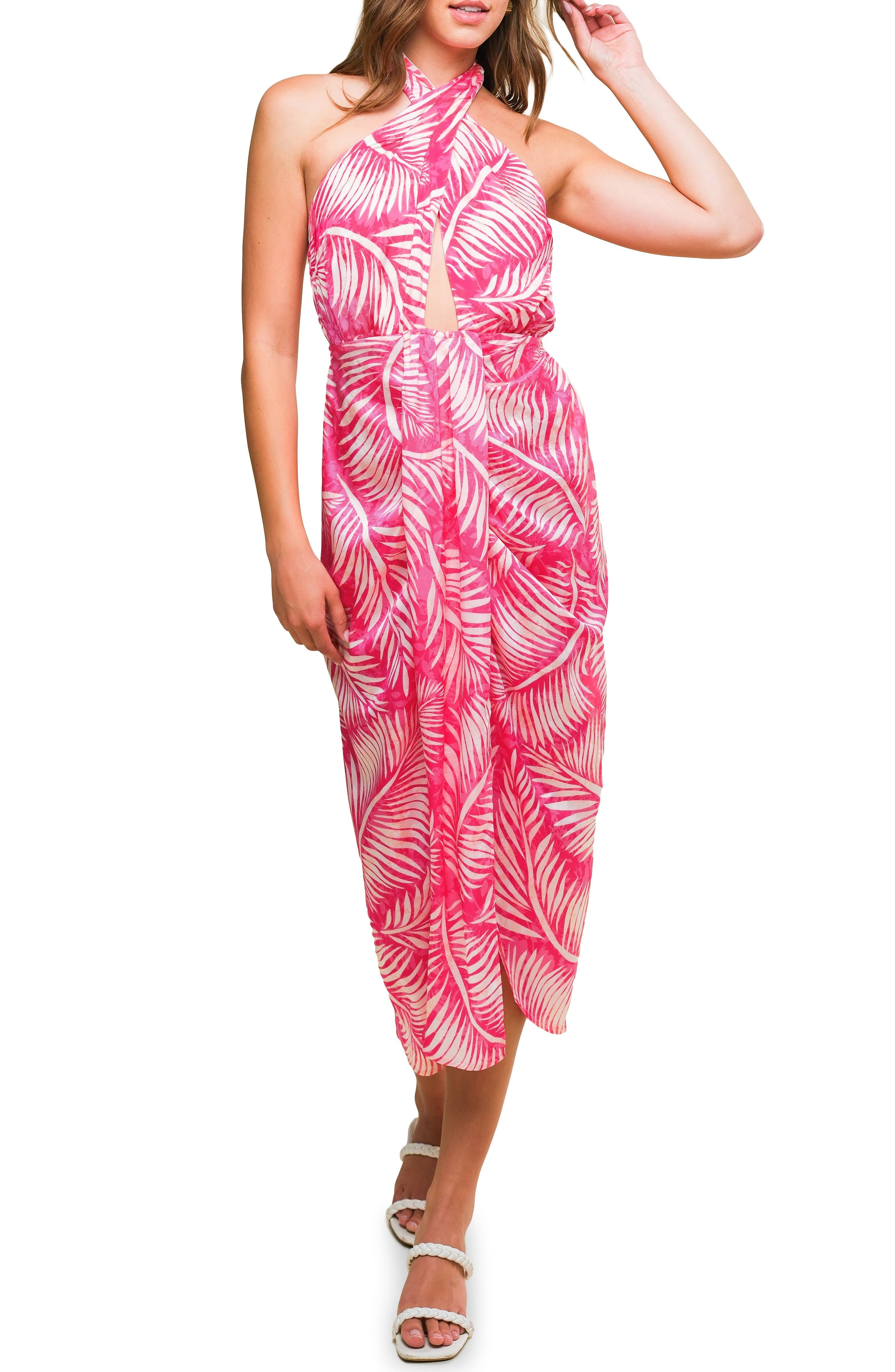 Print Halter Midi Dress - image 1