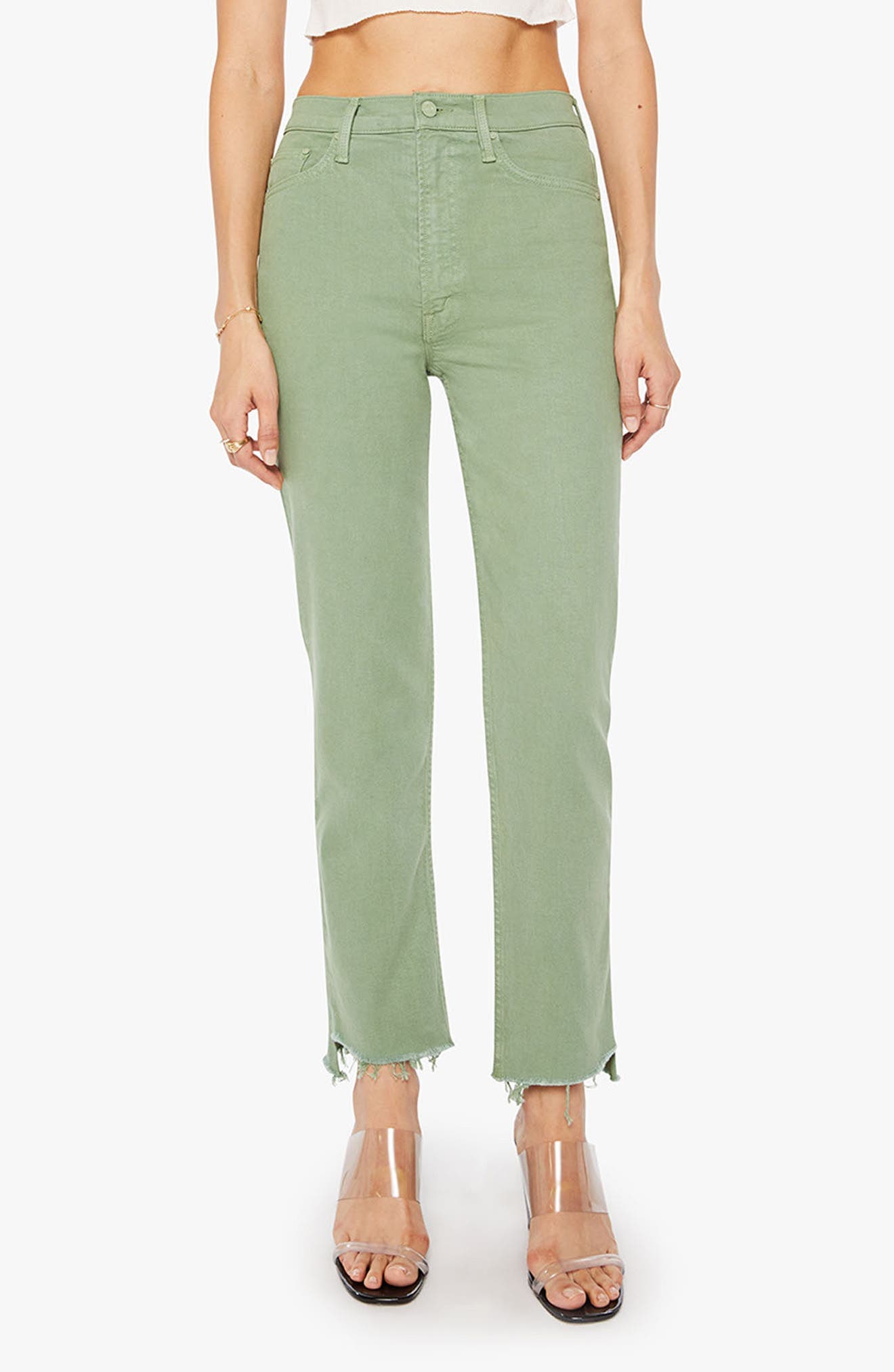Rider High Waist Step Hem Ankle Straight Leg Jeans - image 1
