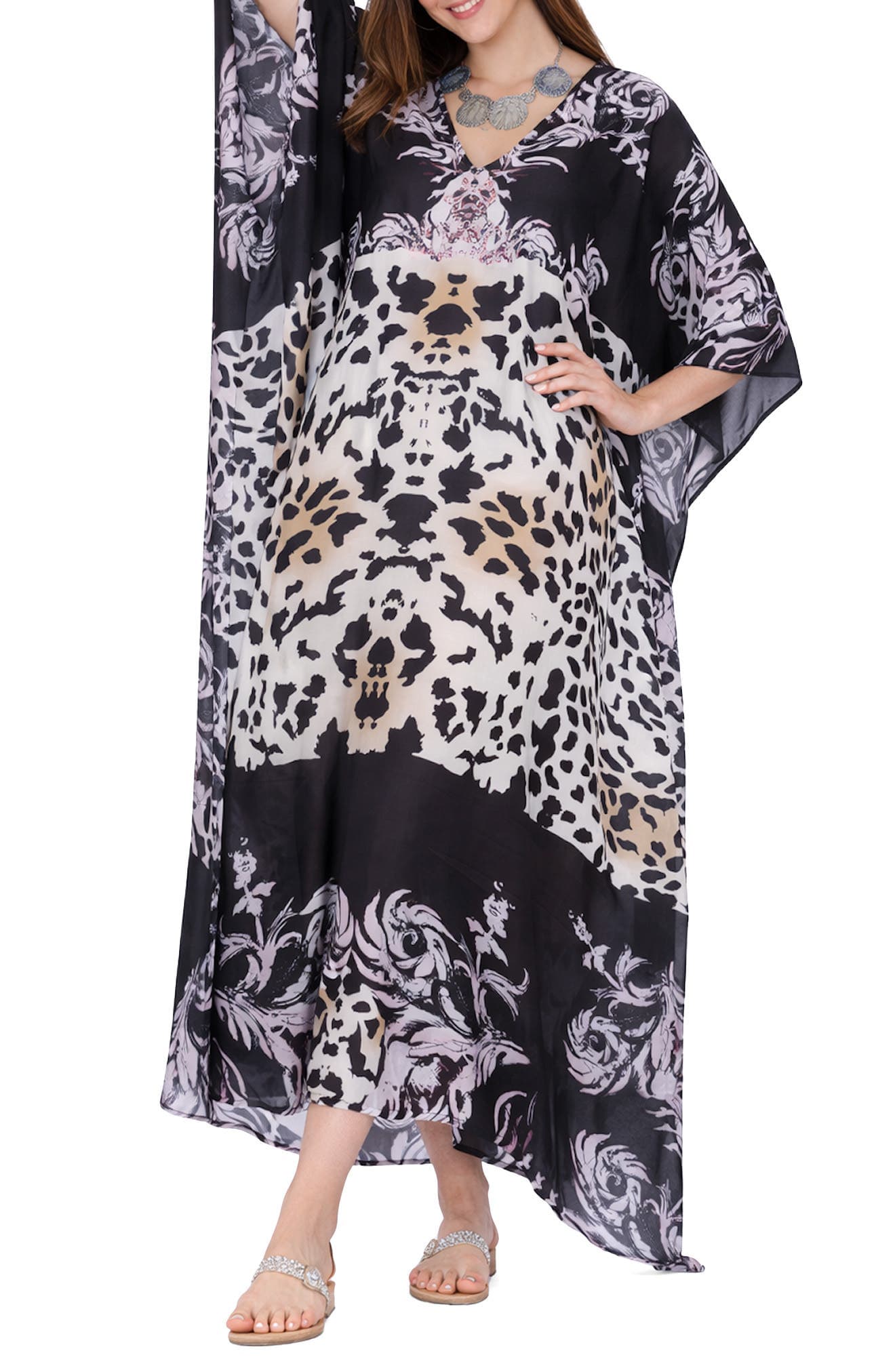 Animal Print V-Neck Maxi Caftan - image 1