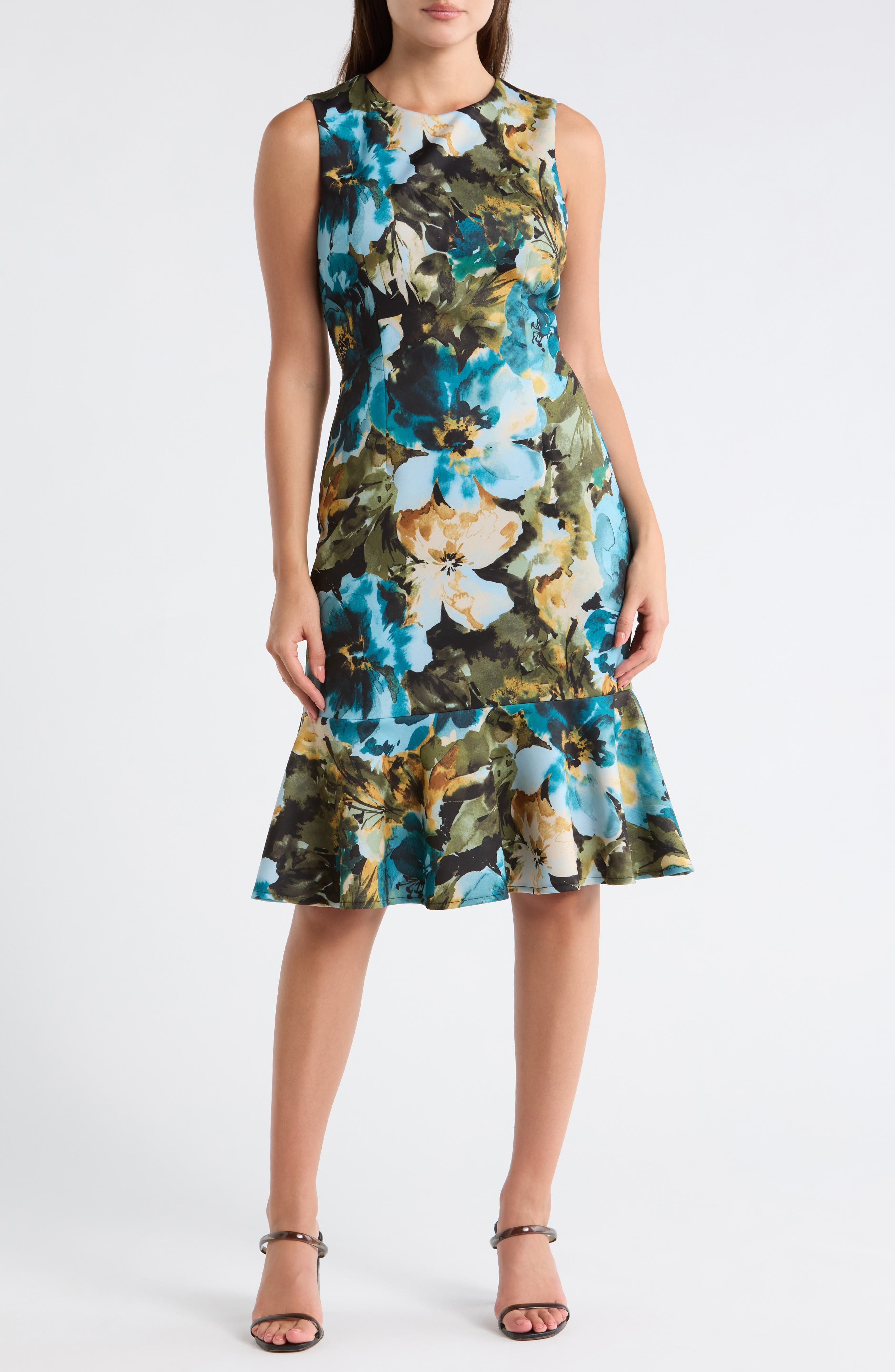 Floral Ruffle Hem A-Line Dress - image 1