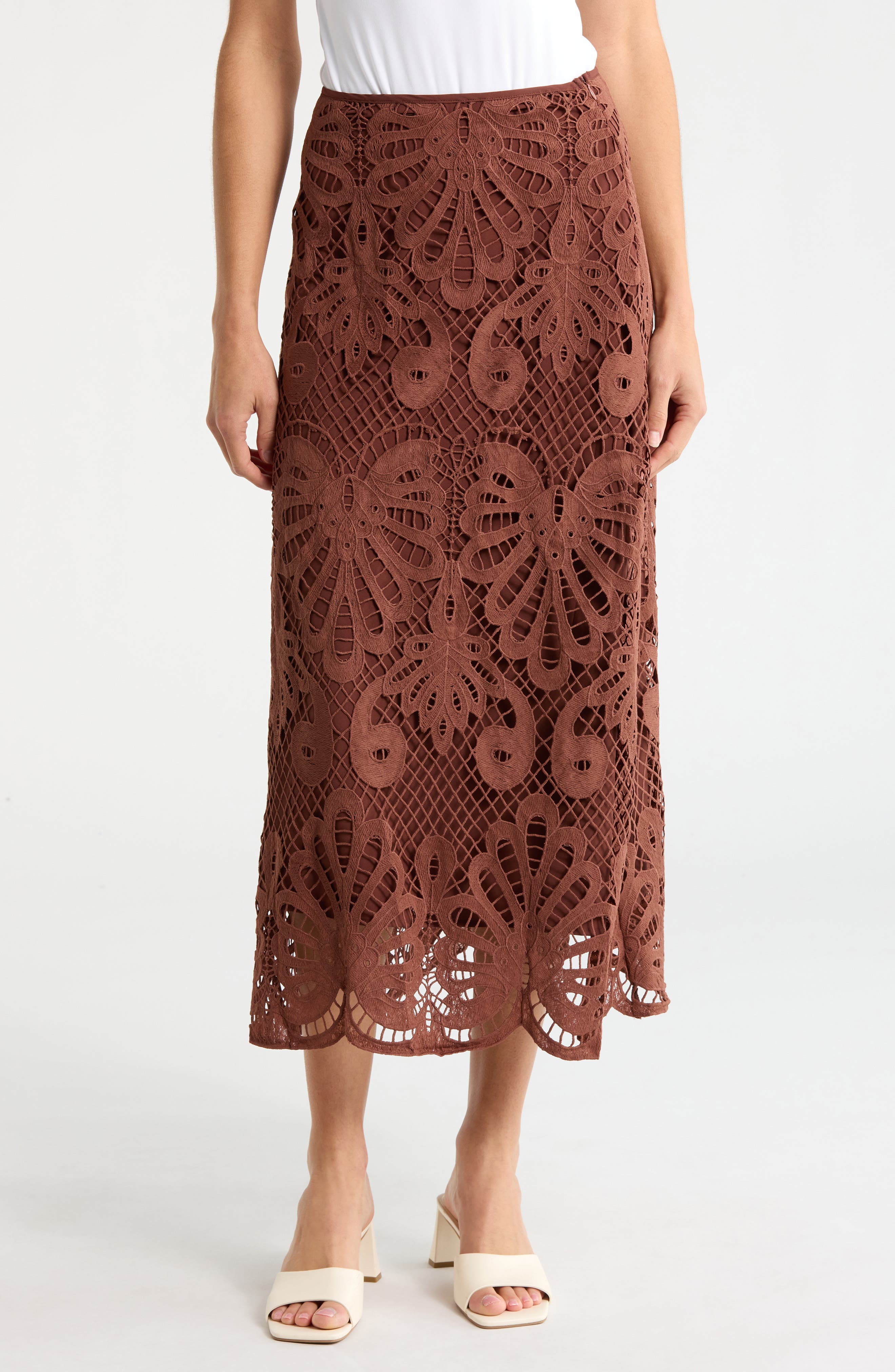 Lace Trim A-Line Skirt - image 1
