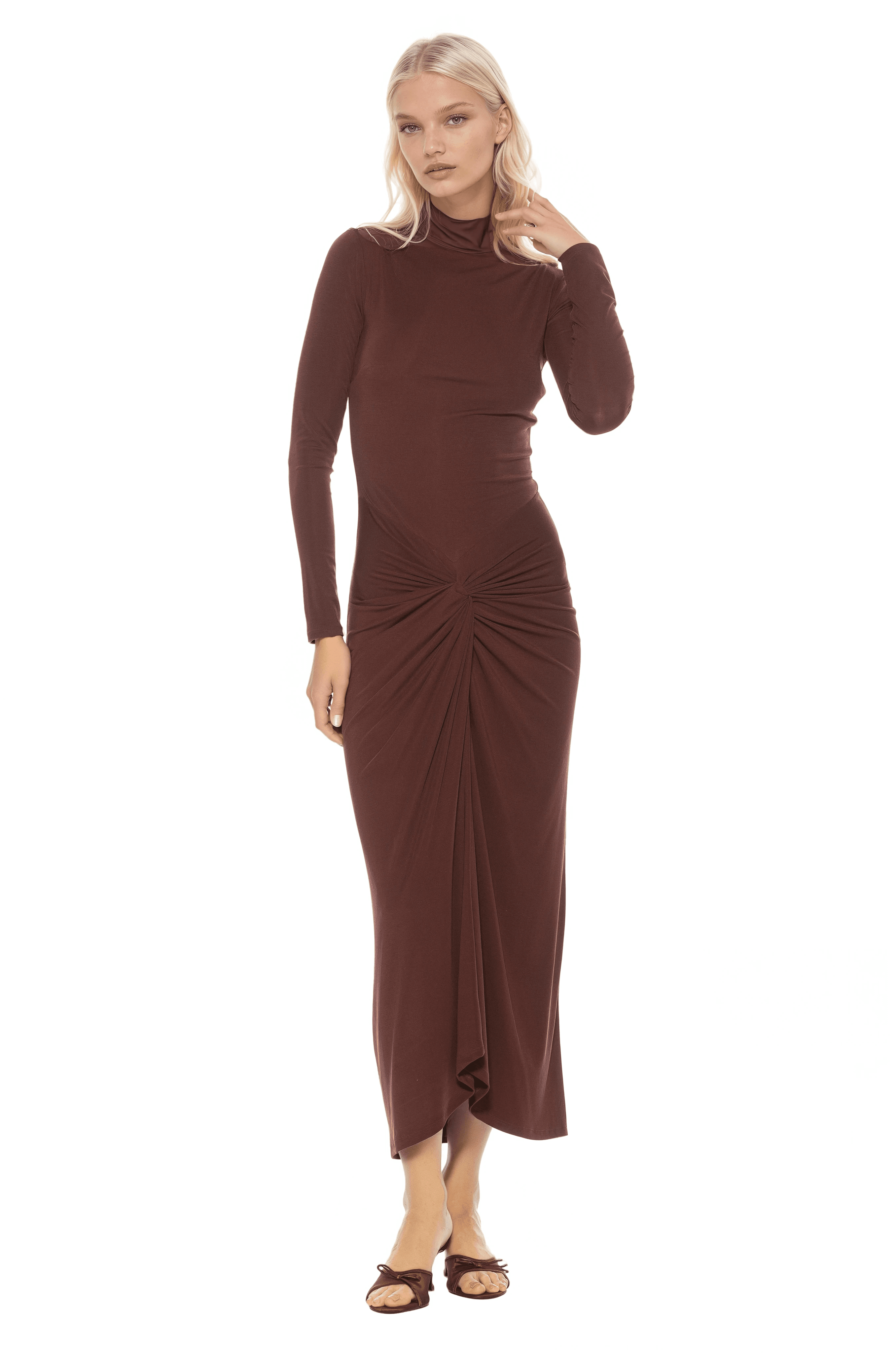 Revel Long Sleeve Draped Skirt Maxi Dress - image 4