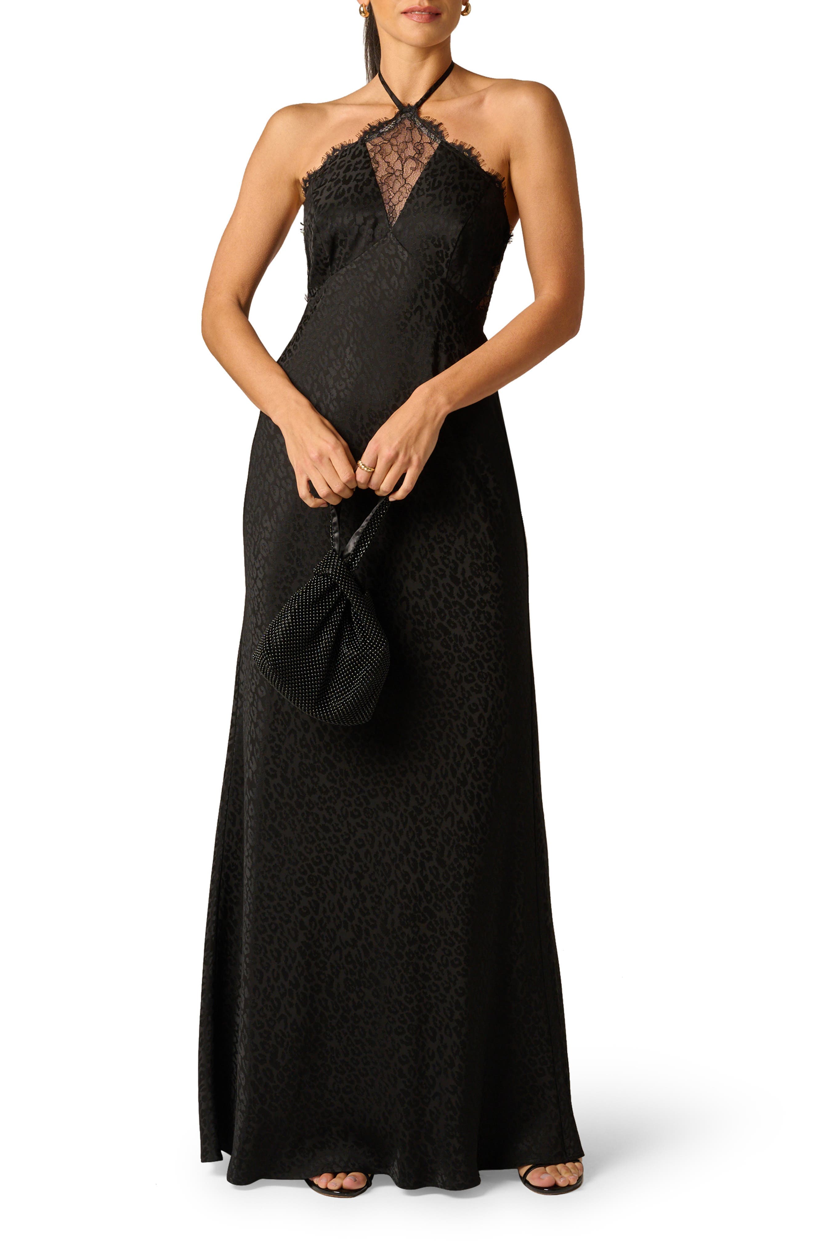 Leopard Jacquard & Lace Halter Gown. - image 1