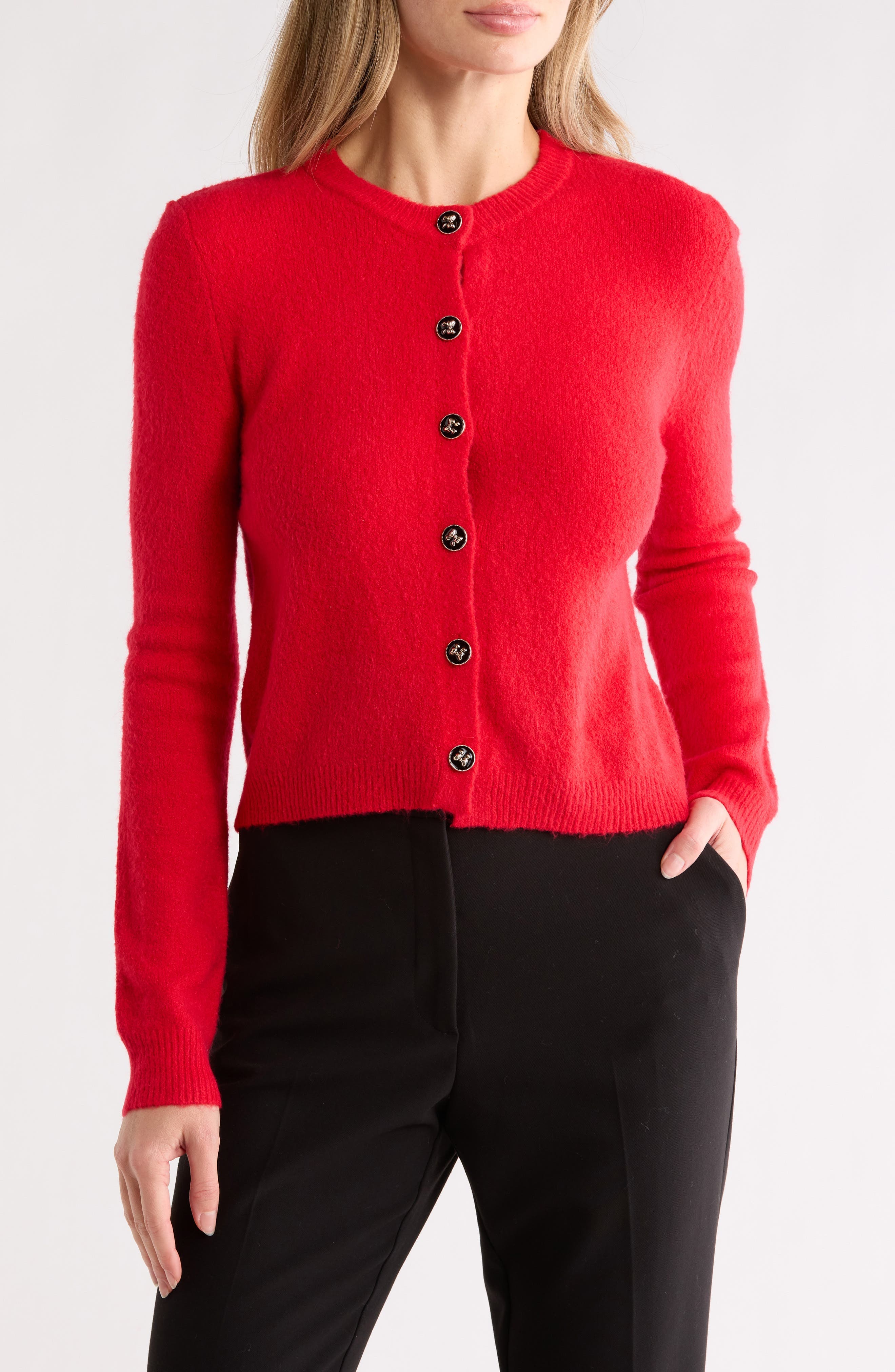 Ribbon Button Crop Cardigan - image 3