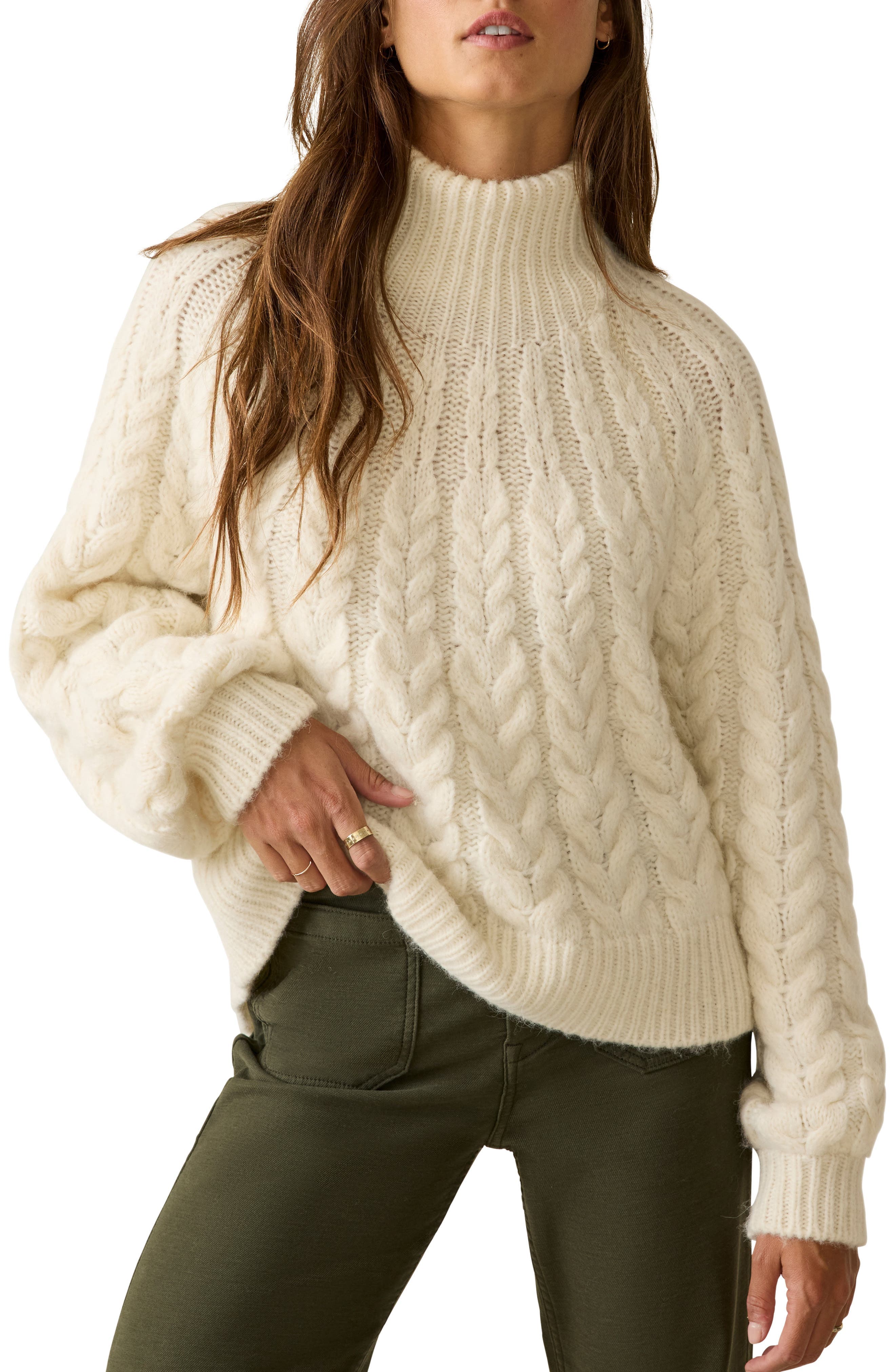 Frost Cable Stitch Turtleneck Alpaca Blend Sweater - image 1