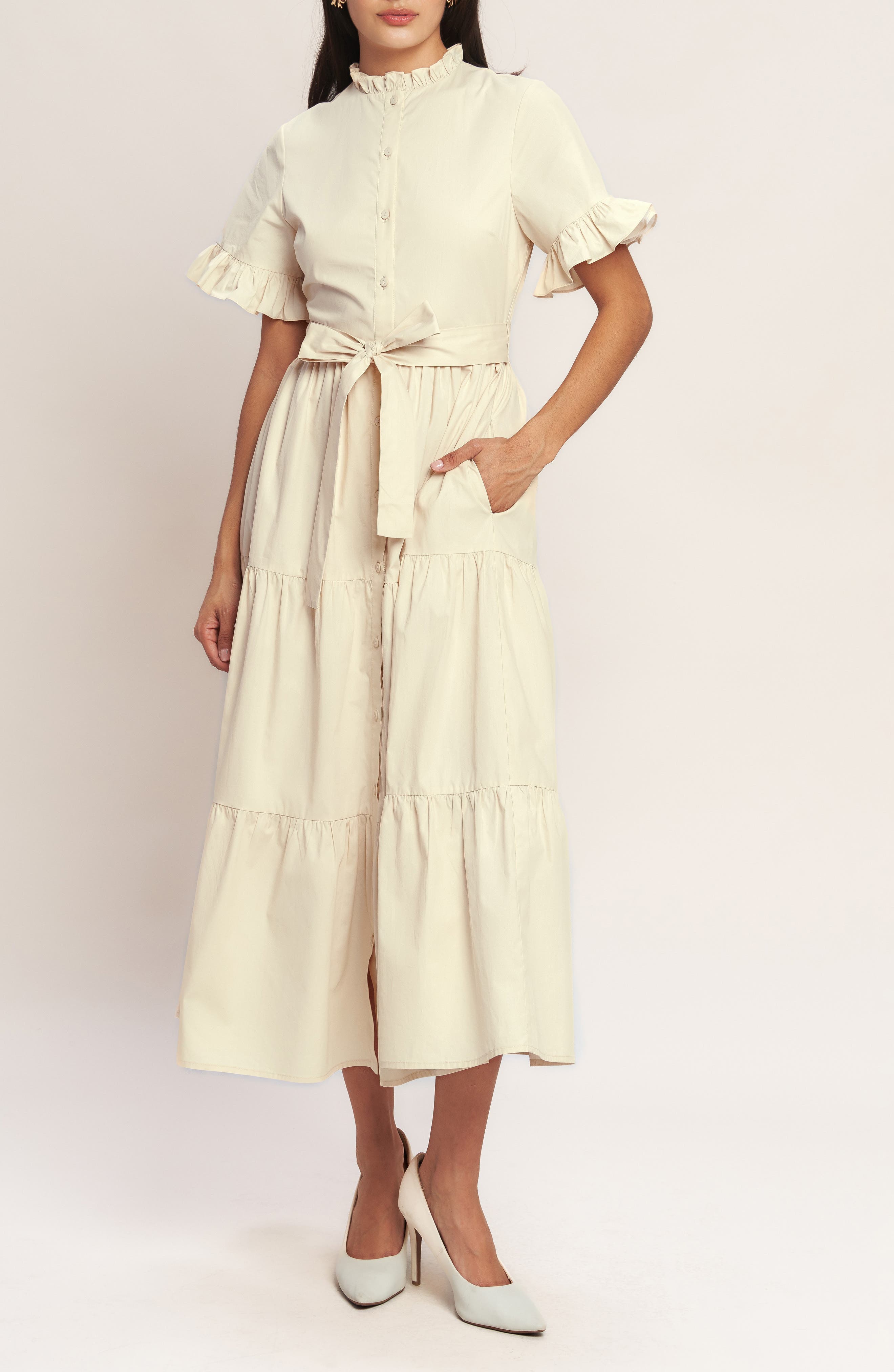 Ruffle Trim Midi Dress - image 1