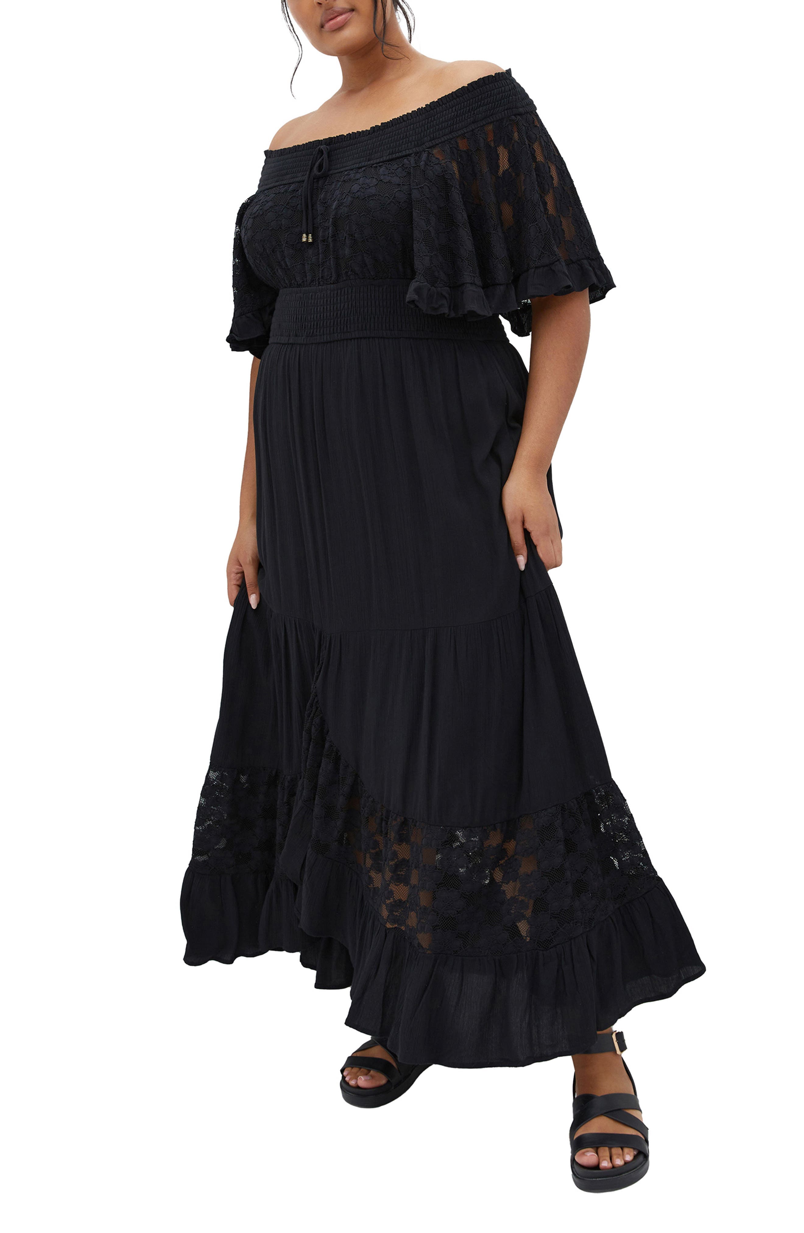 Spellbound Off the Shoulder Lace Maxi Dress - image 1