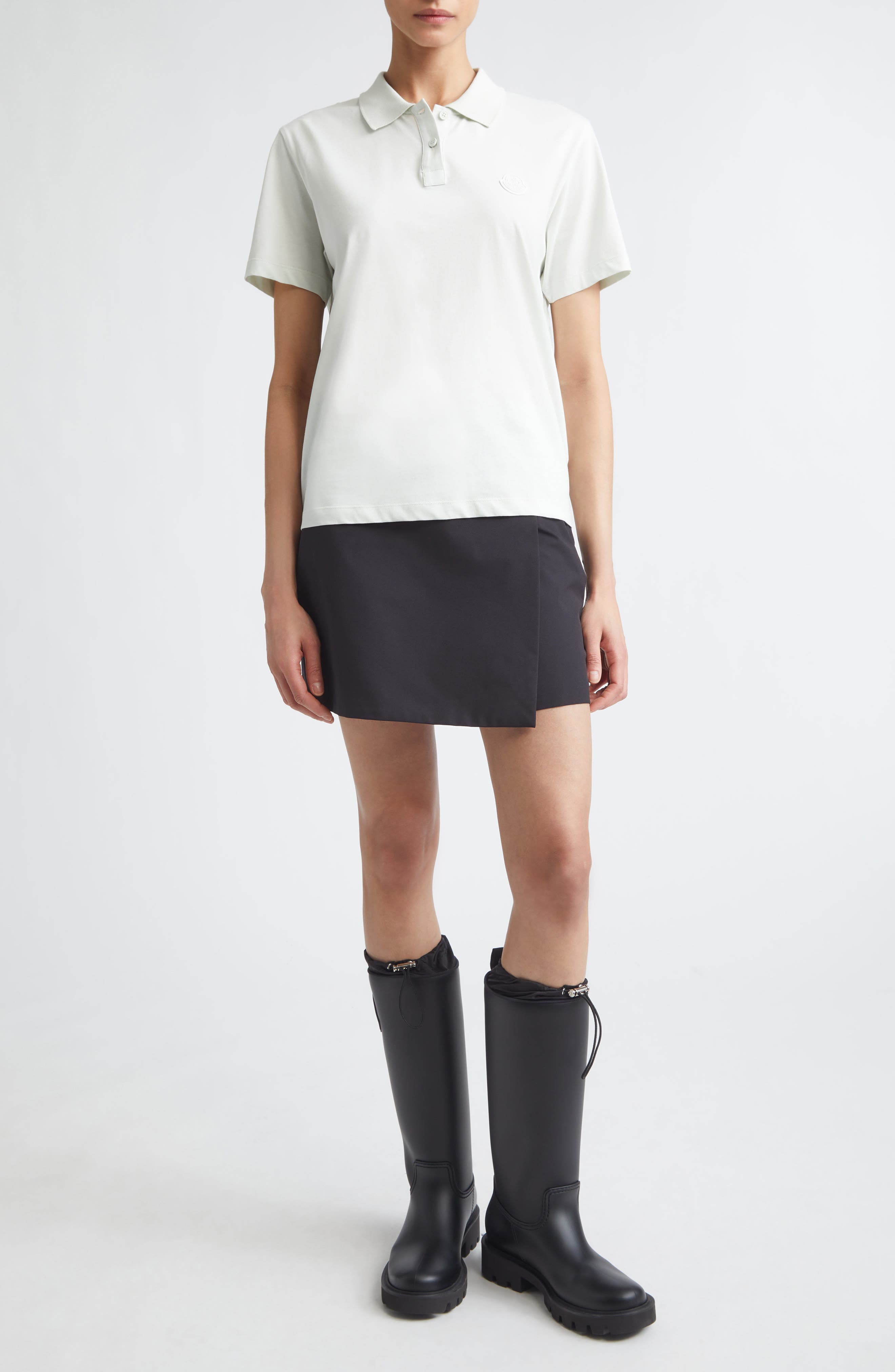 Pleated Back Mixed Media Polo - image 2