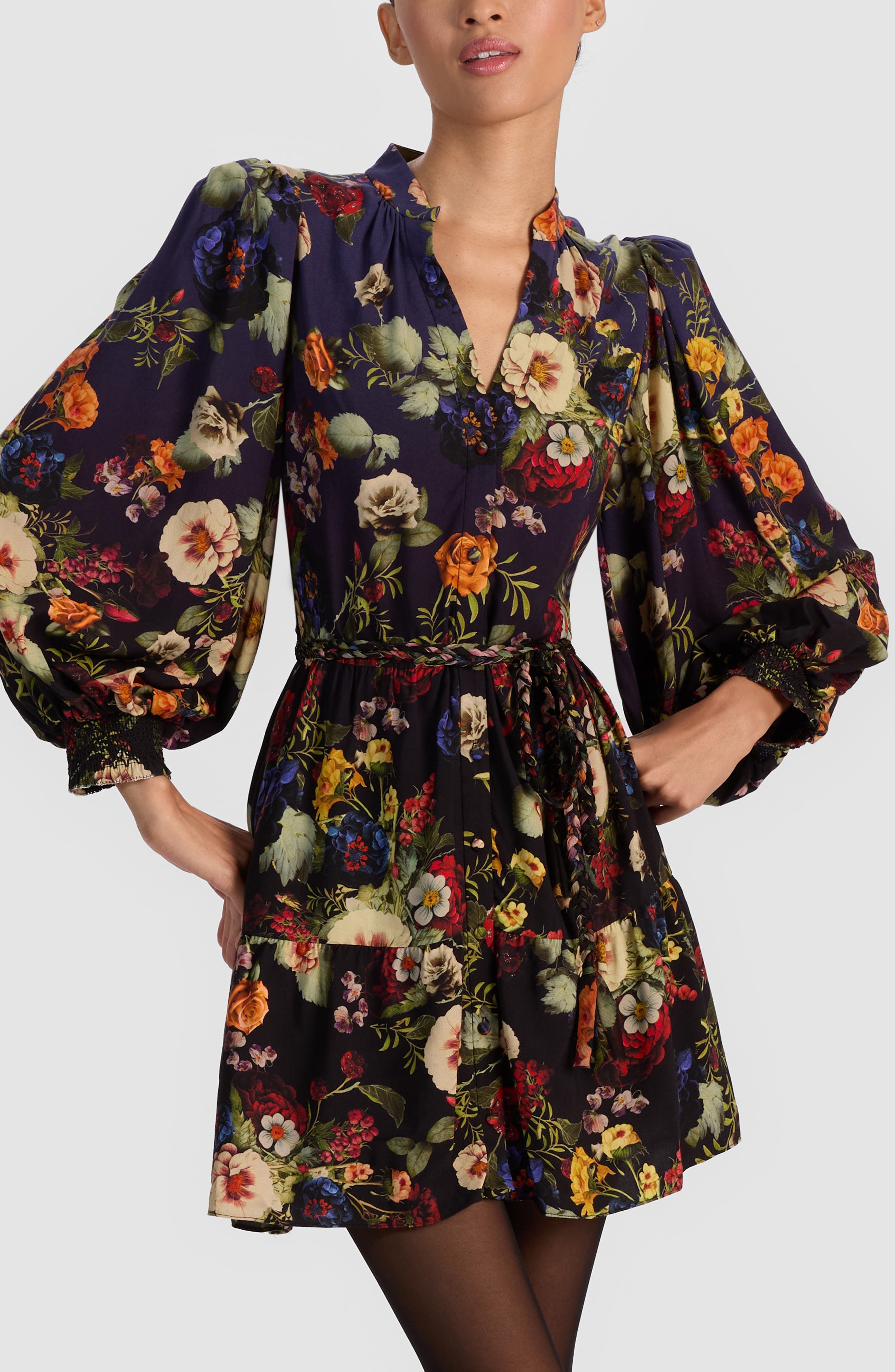 Antonette Long Sleeve Button-Up Minidress - image 1