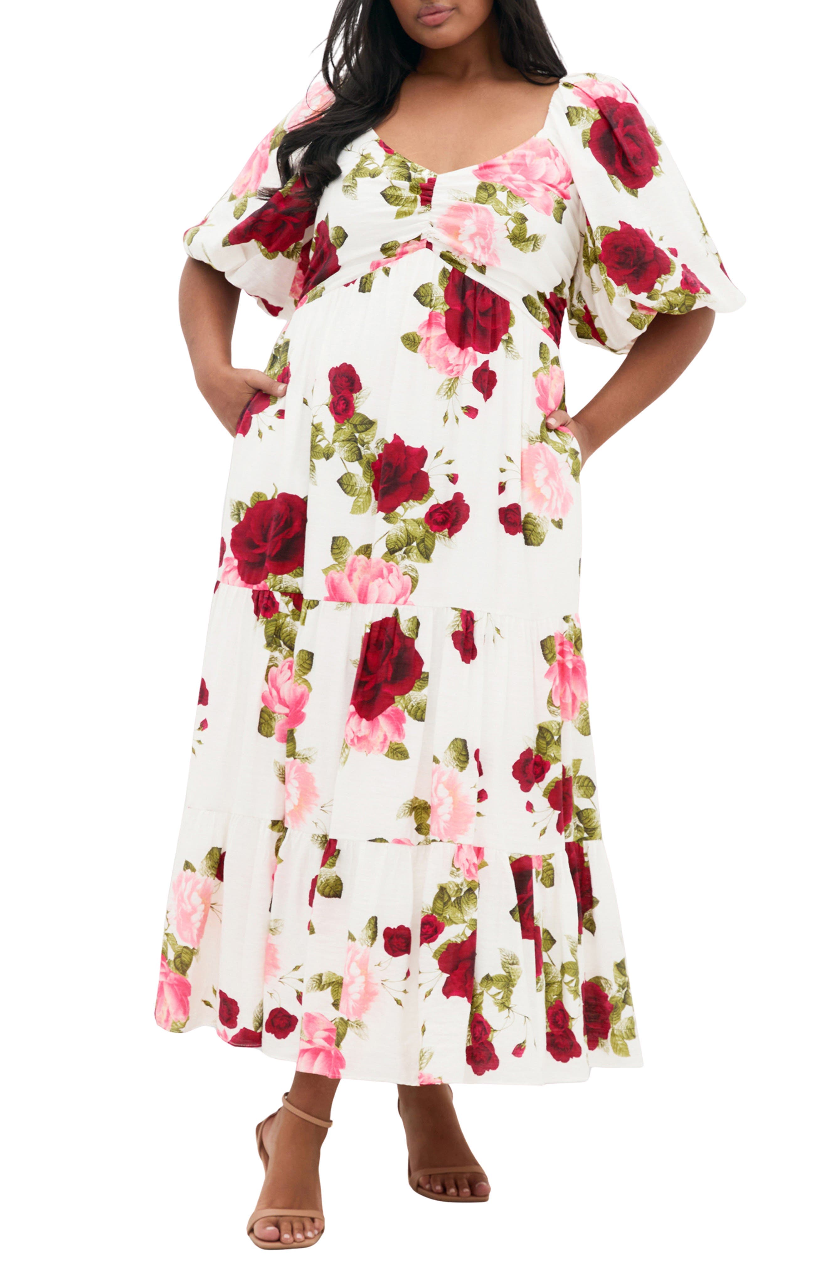 Mindy Floral Print Puff Sleeve Maxi Dress - image 1