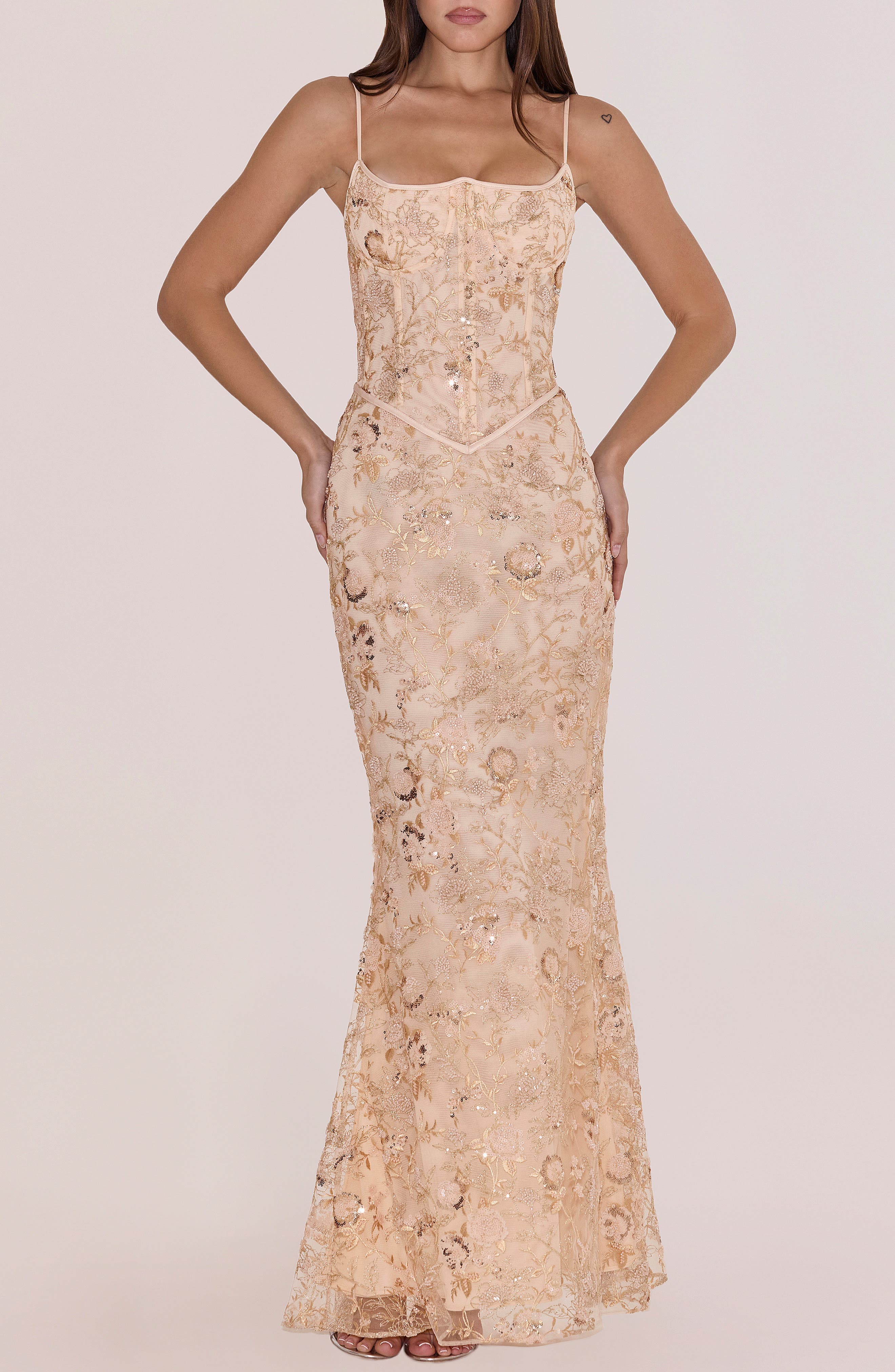 Naima Sequin & Bead Embellished Gown - image 1