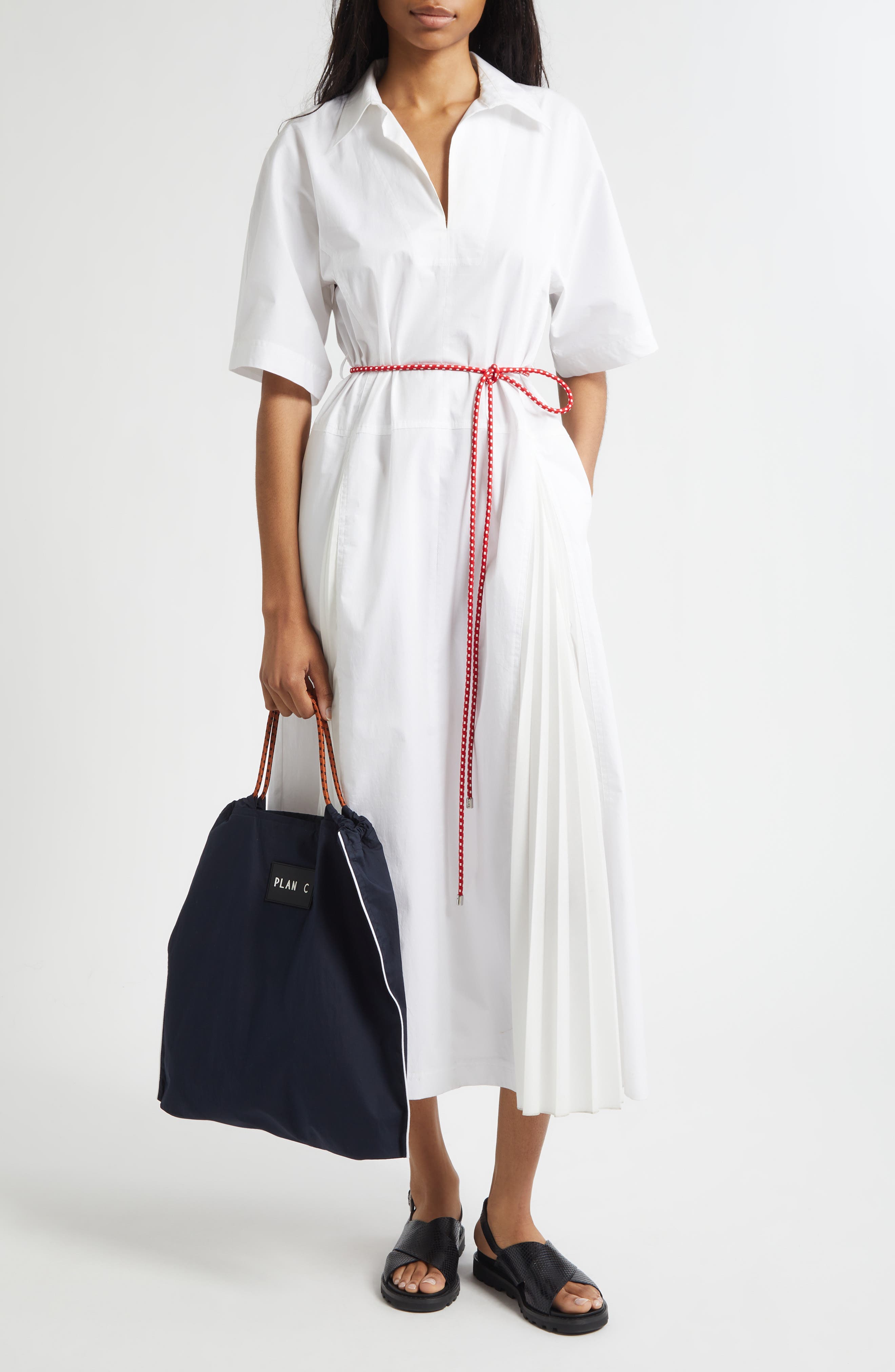 Relaxed Belted Cotton Dress - image 2