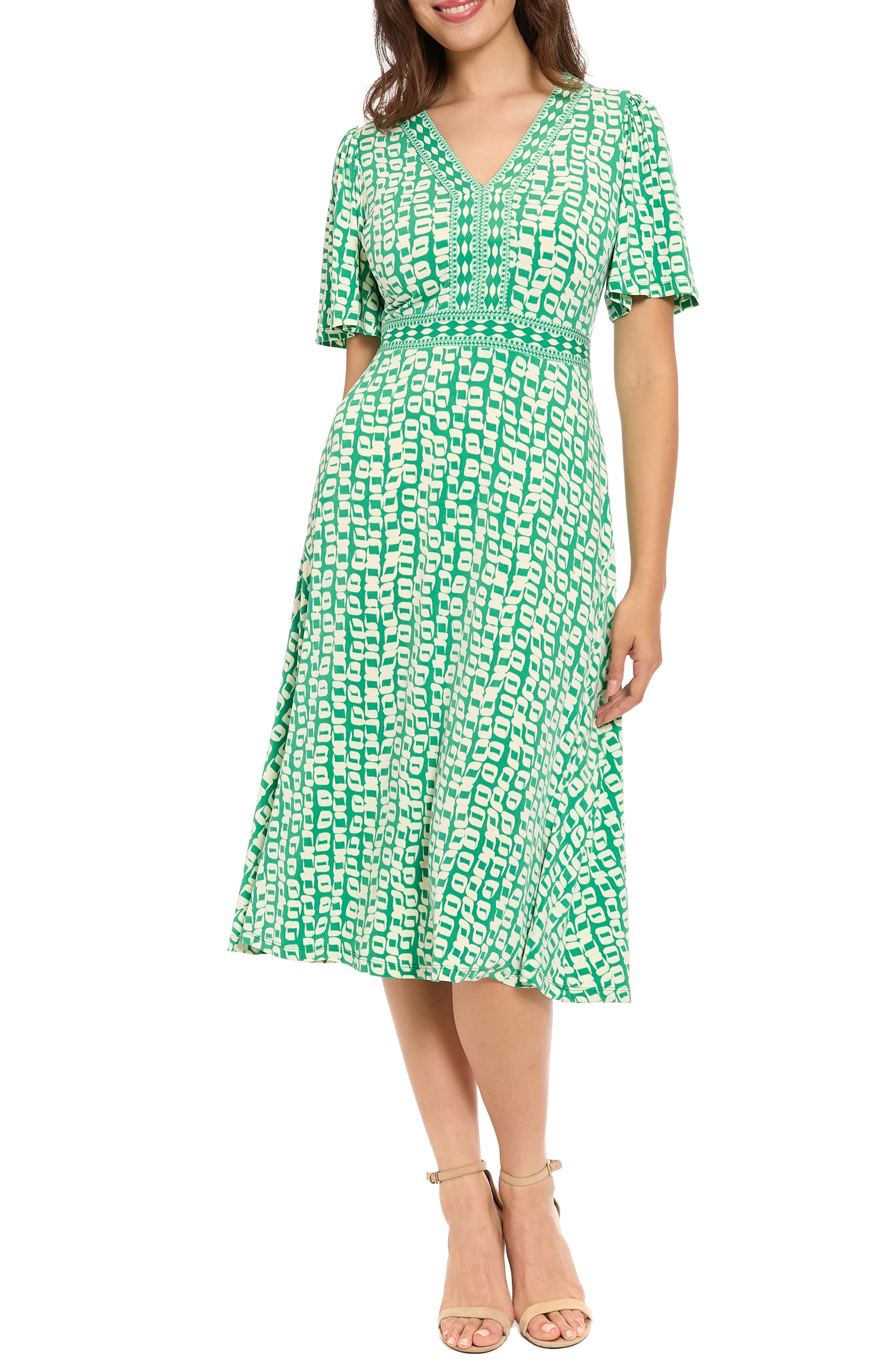 Flutter Sleeve A-Line Midi Dress - image 3