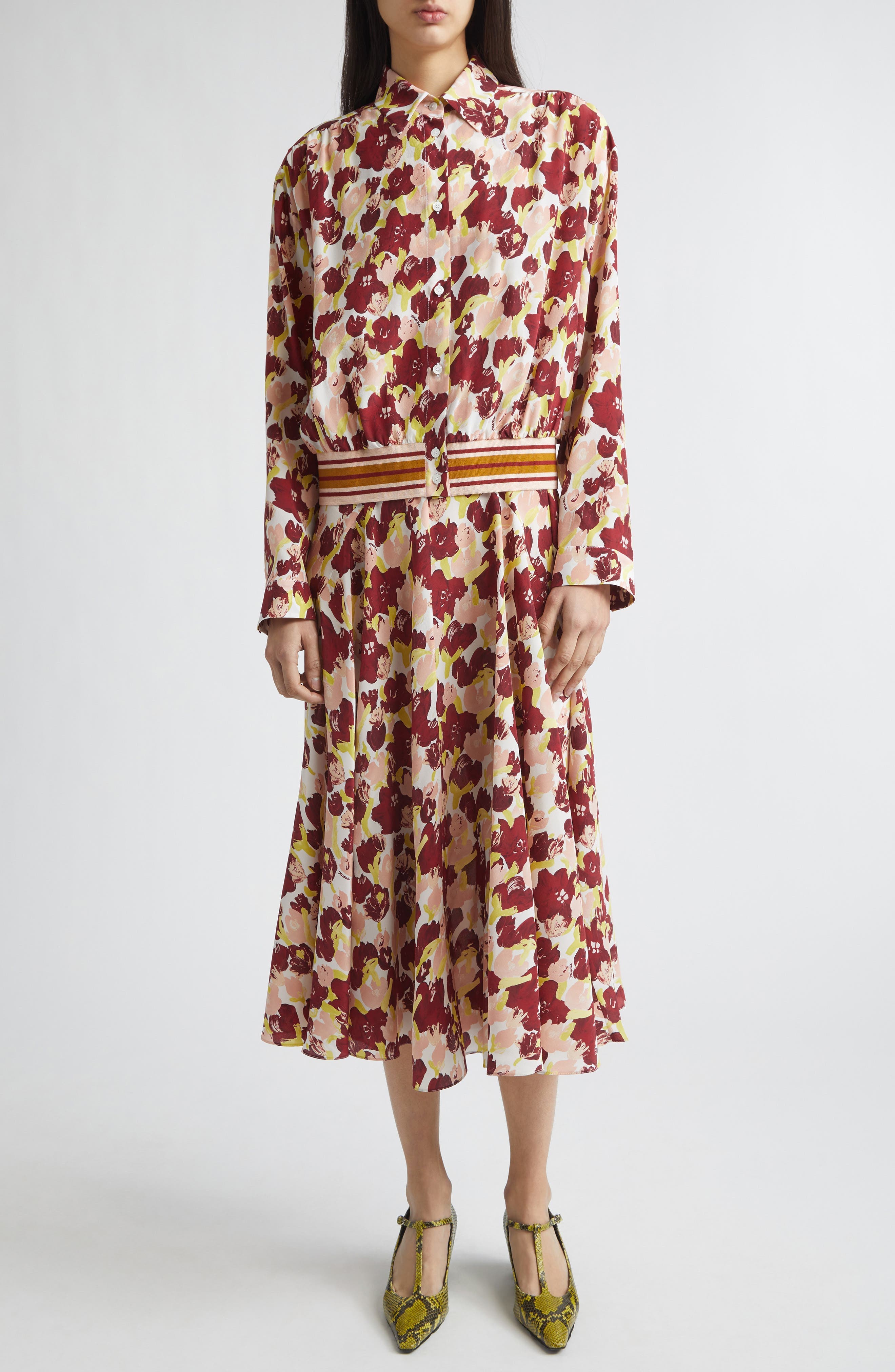 Secret Bouquet Print Silk Crepe de Chine Shirt Jacket - image 2