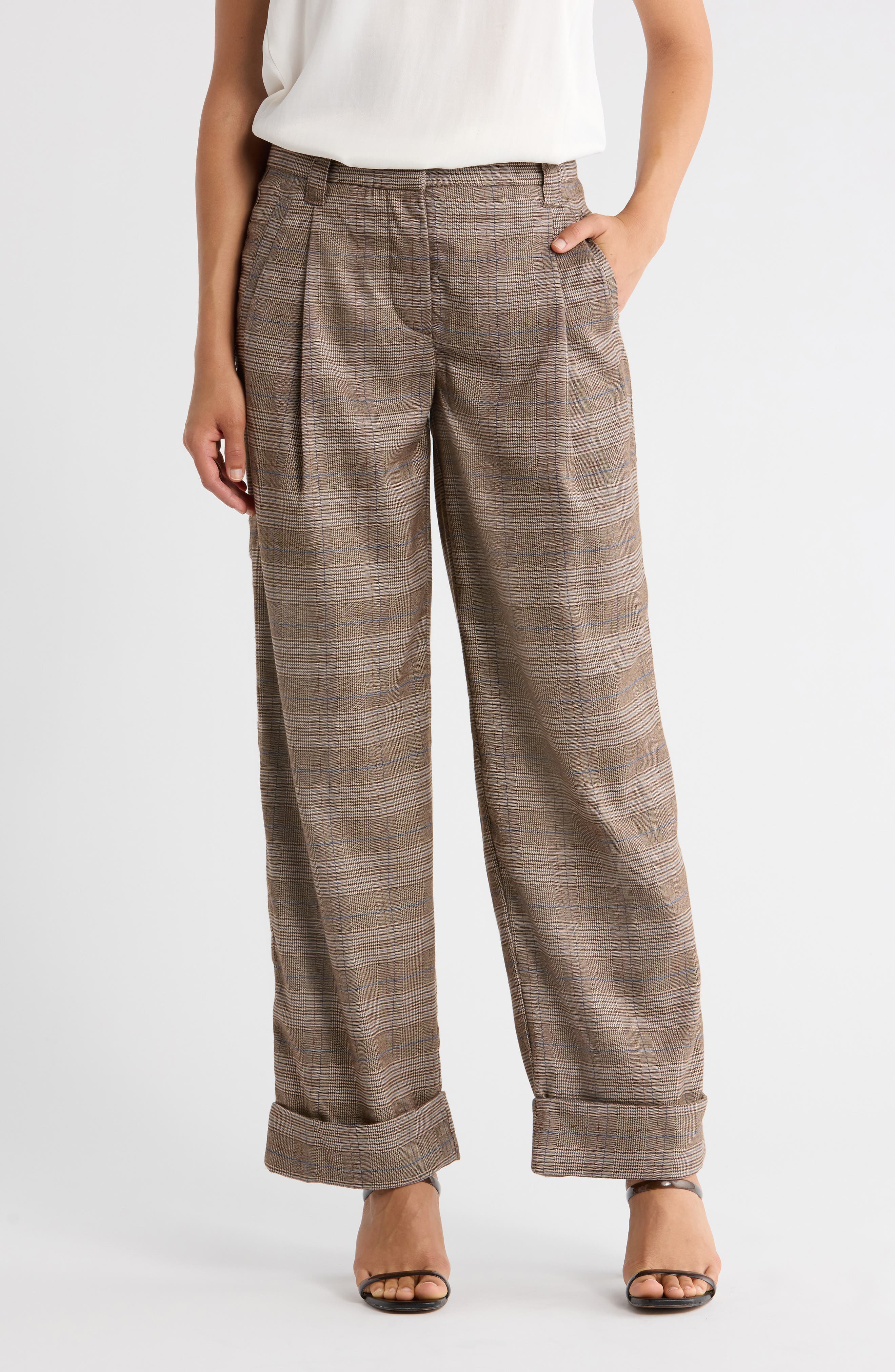Plaid Cuffed Pants - image 1