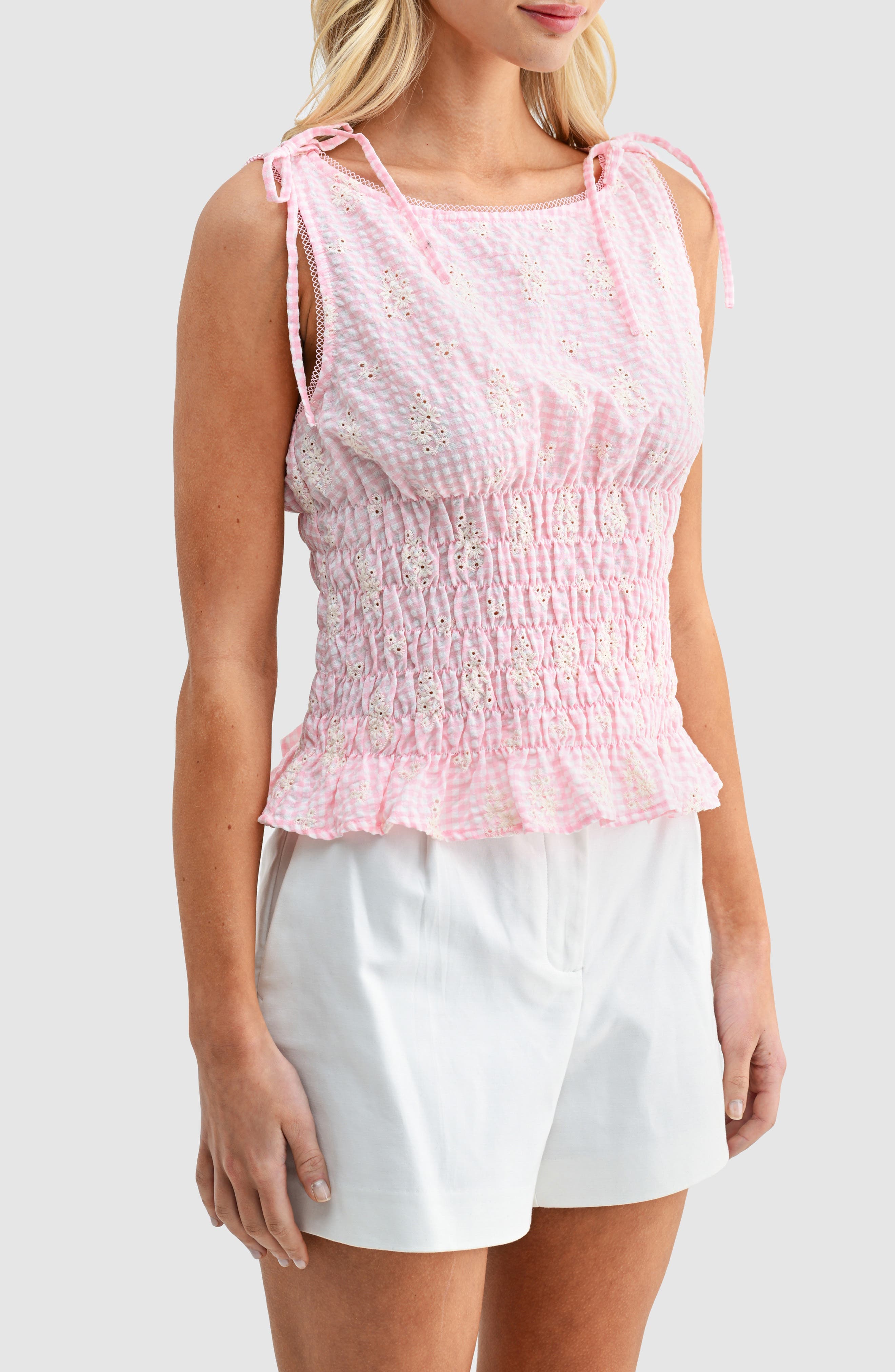 Shoulder Tie Smocked Top - image 5