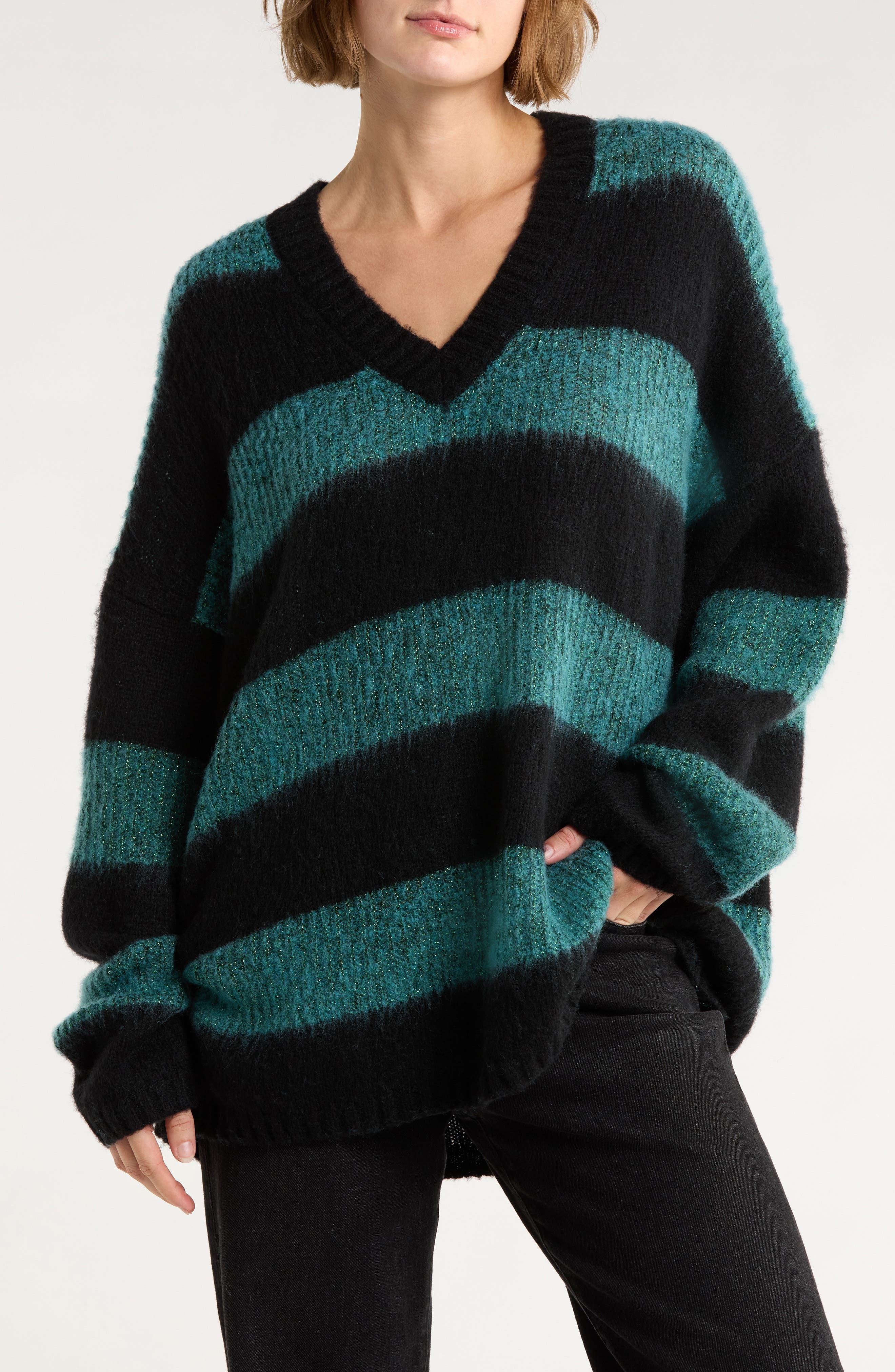 Lou Sparkle V-Neck Sweater - image 1