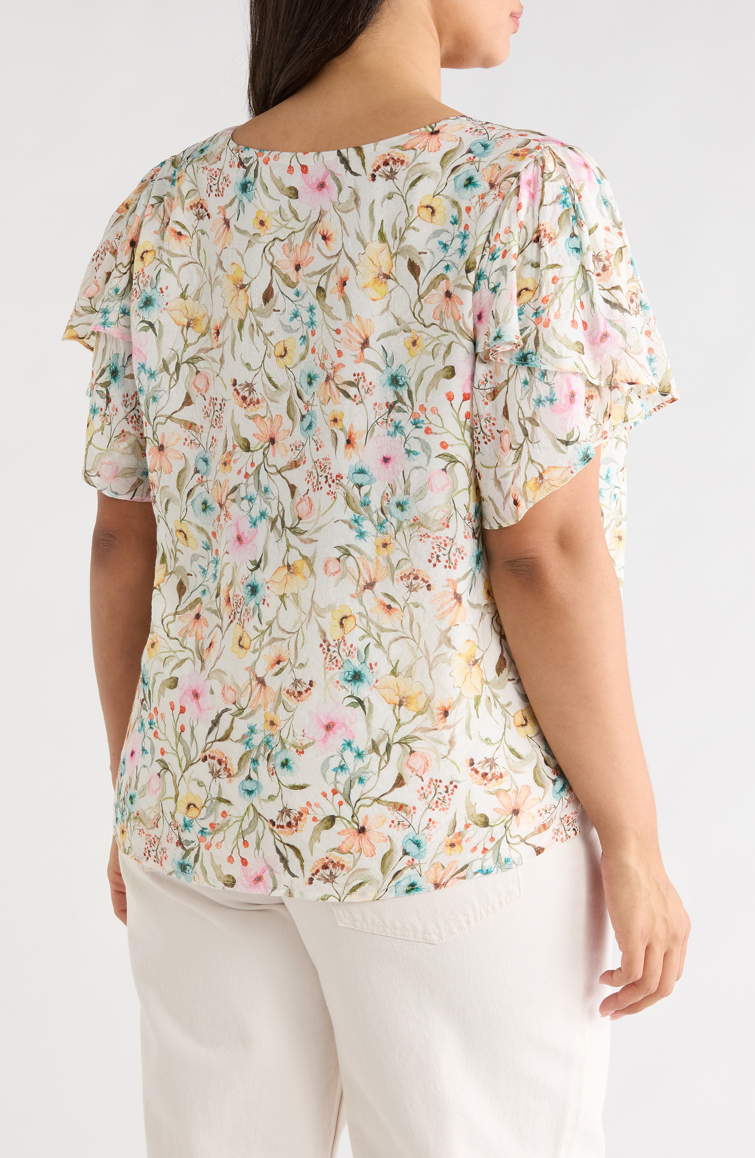 Print Tulip Sleeve Top - image 2