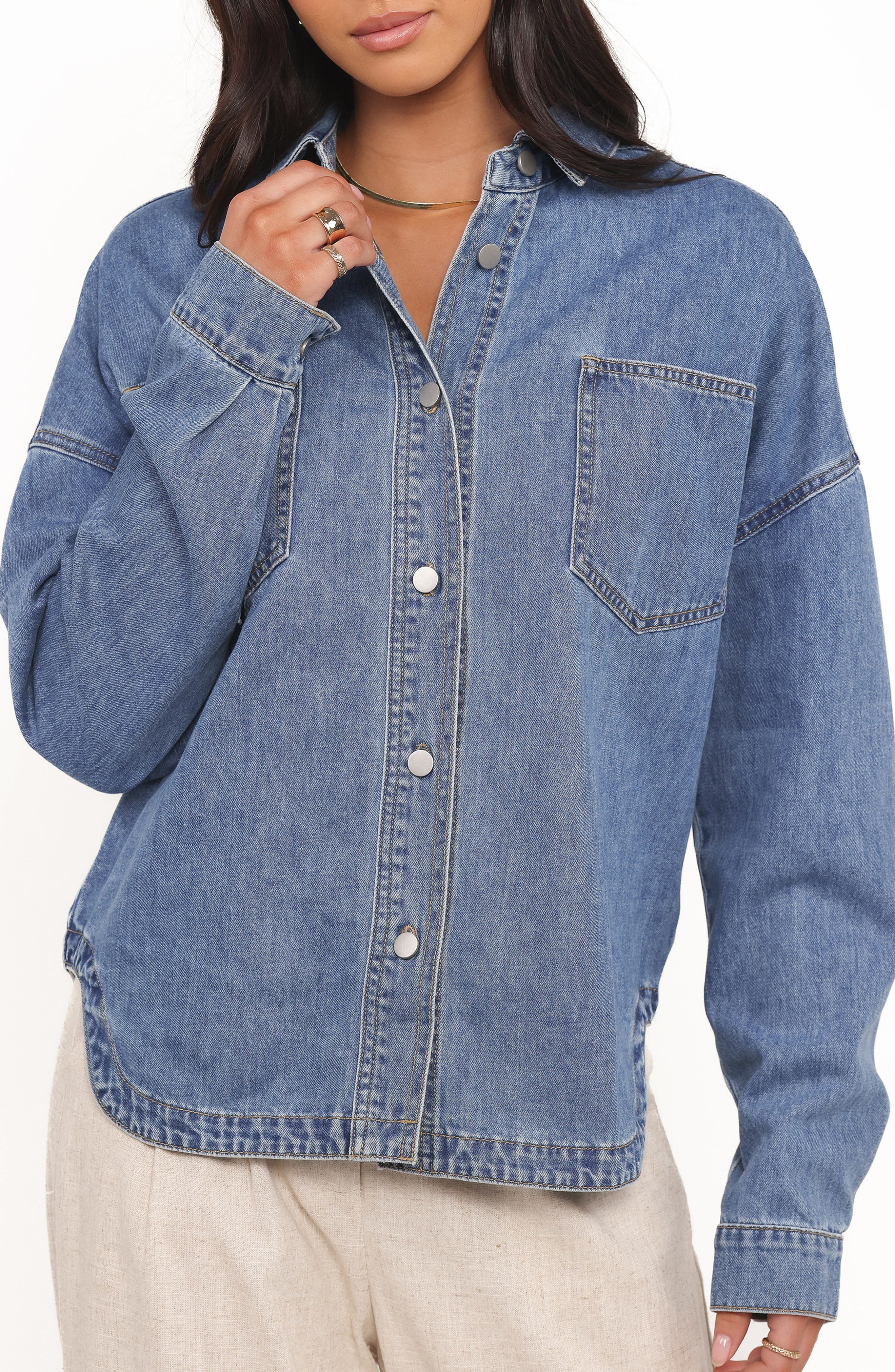 Cornelia Denim Button-Up Shirt - image 1