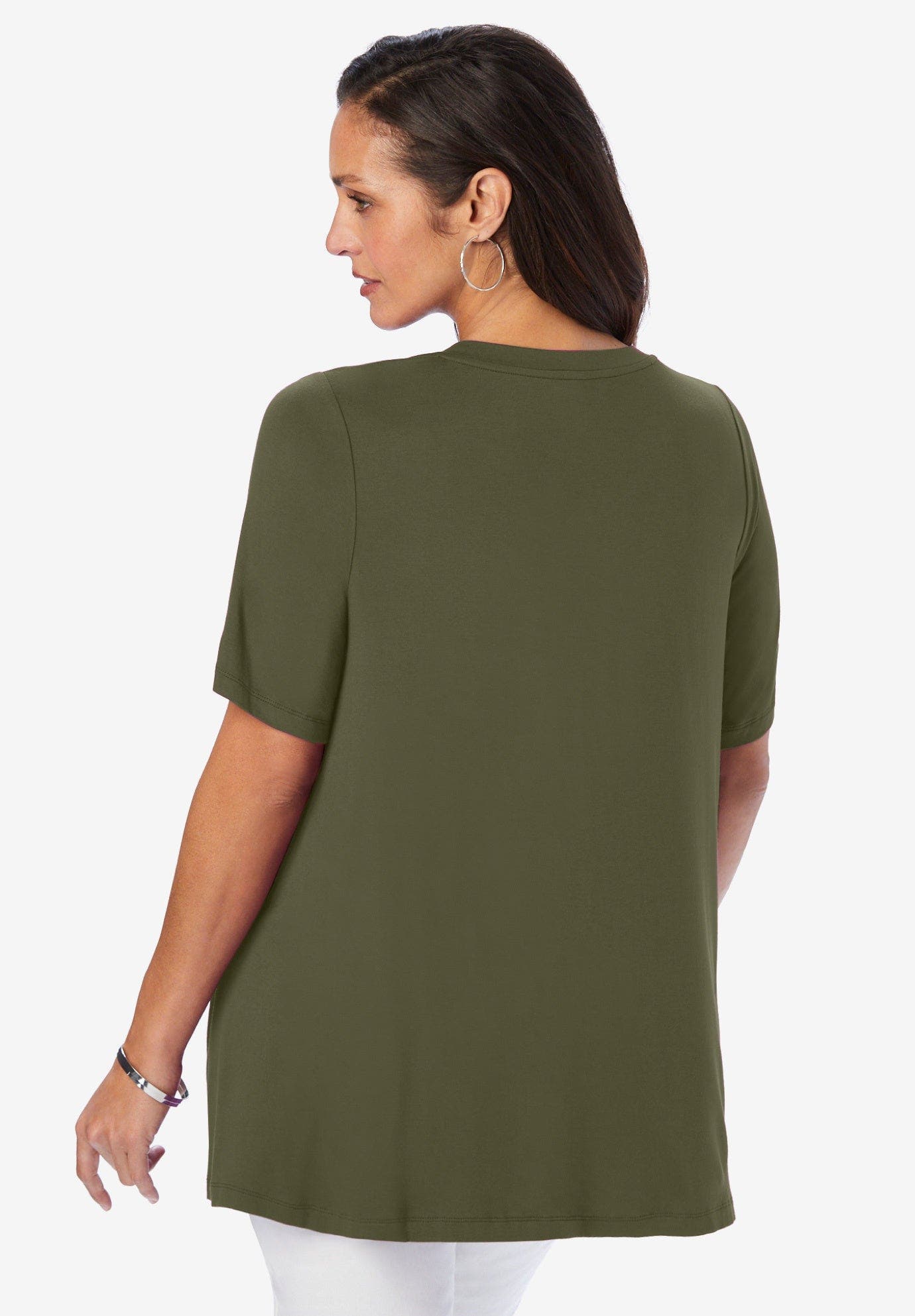 Stretch Knit V-Neck Swing Tunic - image 4