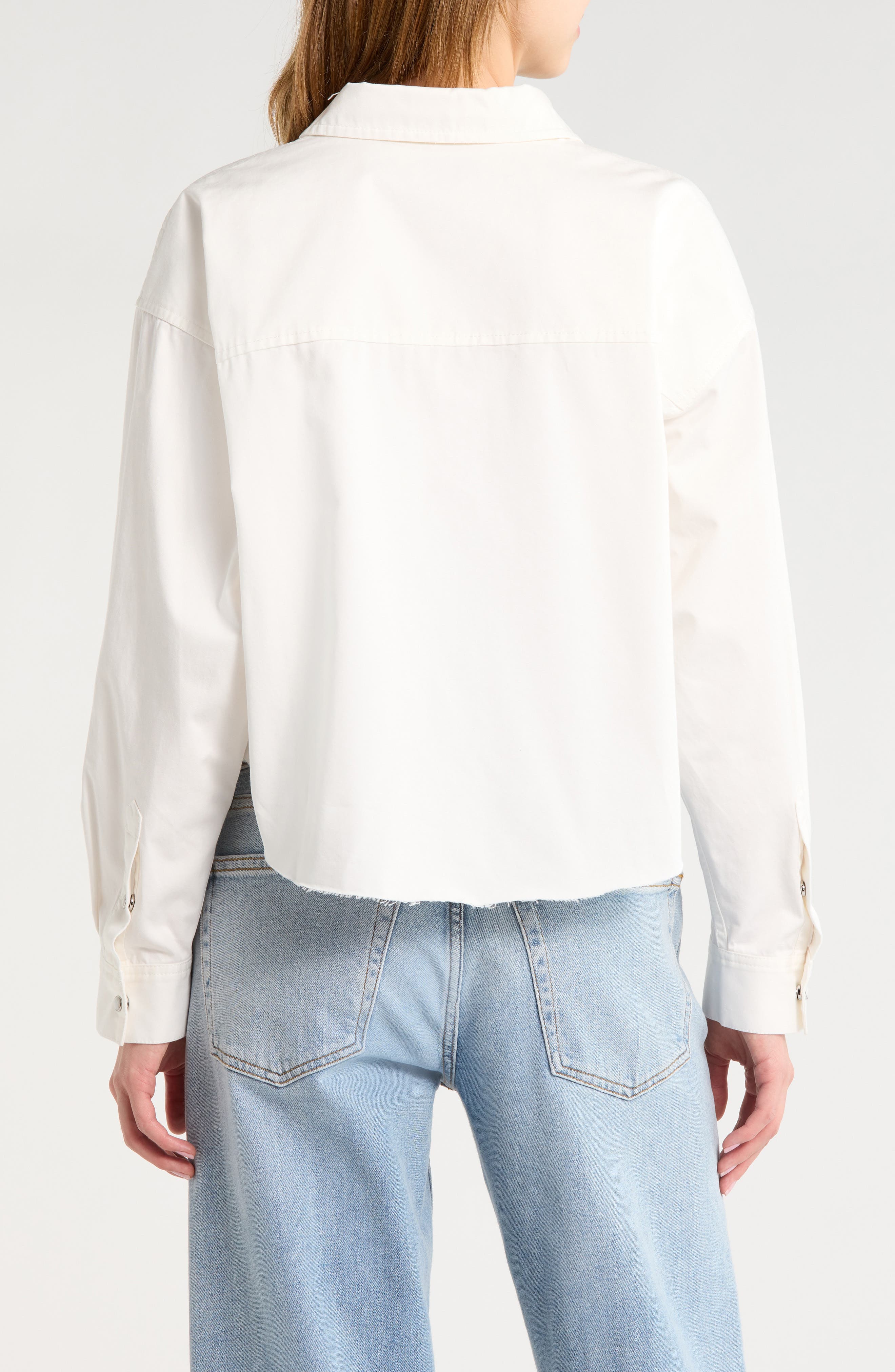 Camper Raw Hem Crop Snap-Up Twill Shirt - image 2