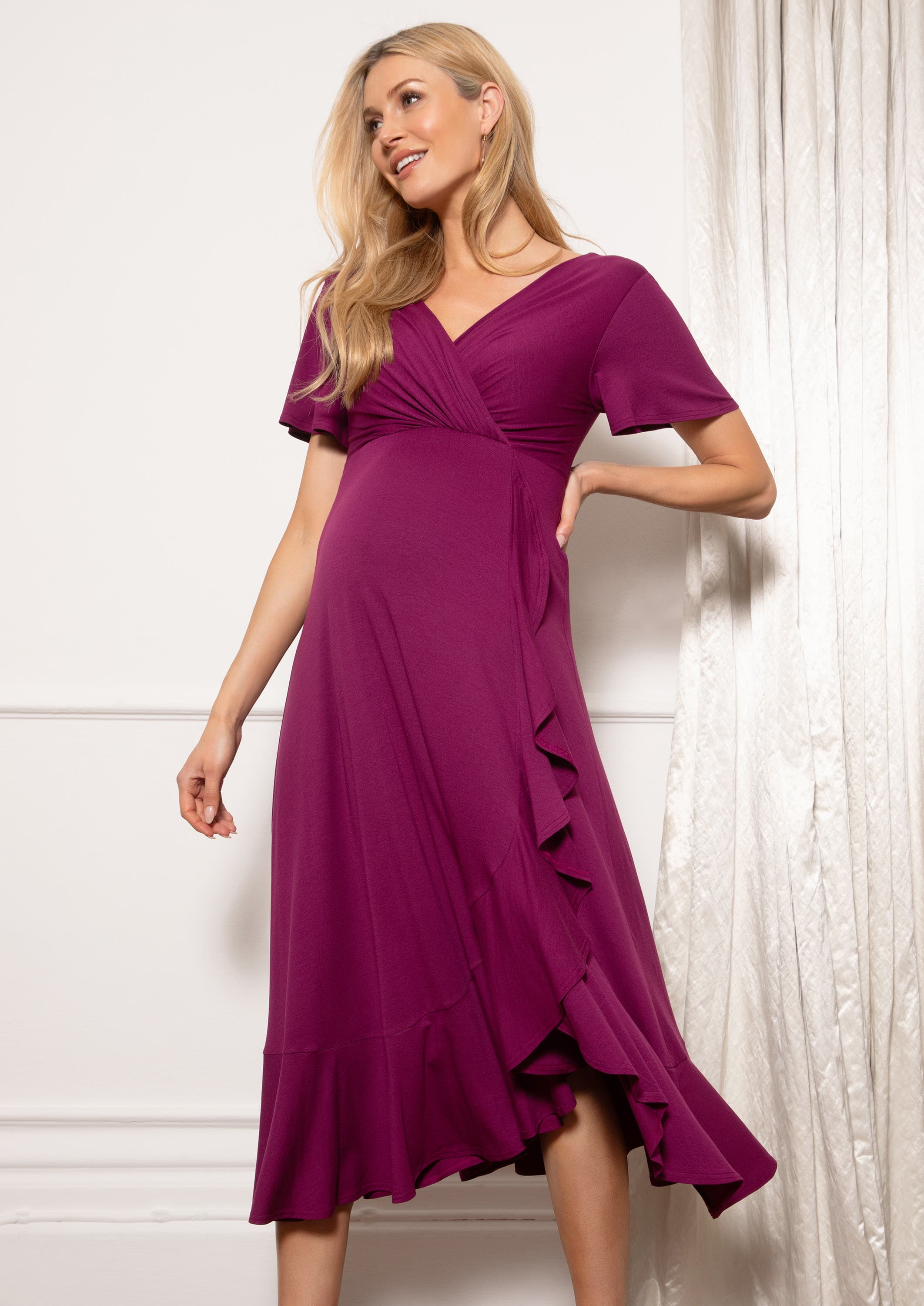 Waterfall Midi Maternity Dress - image 2