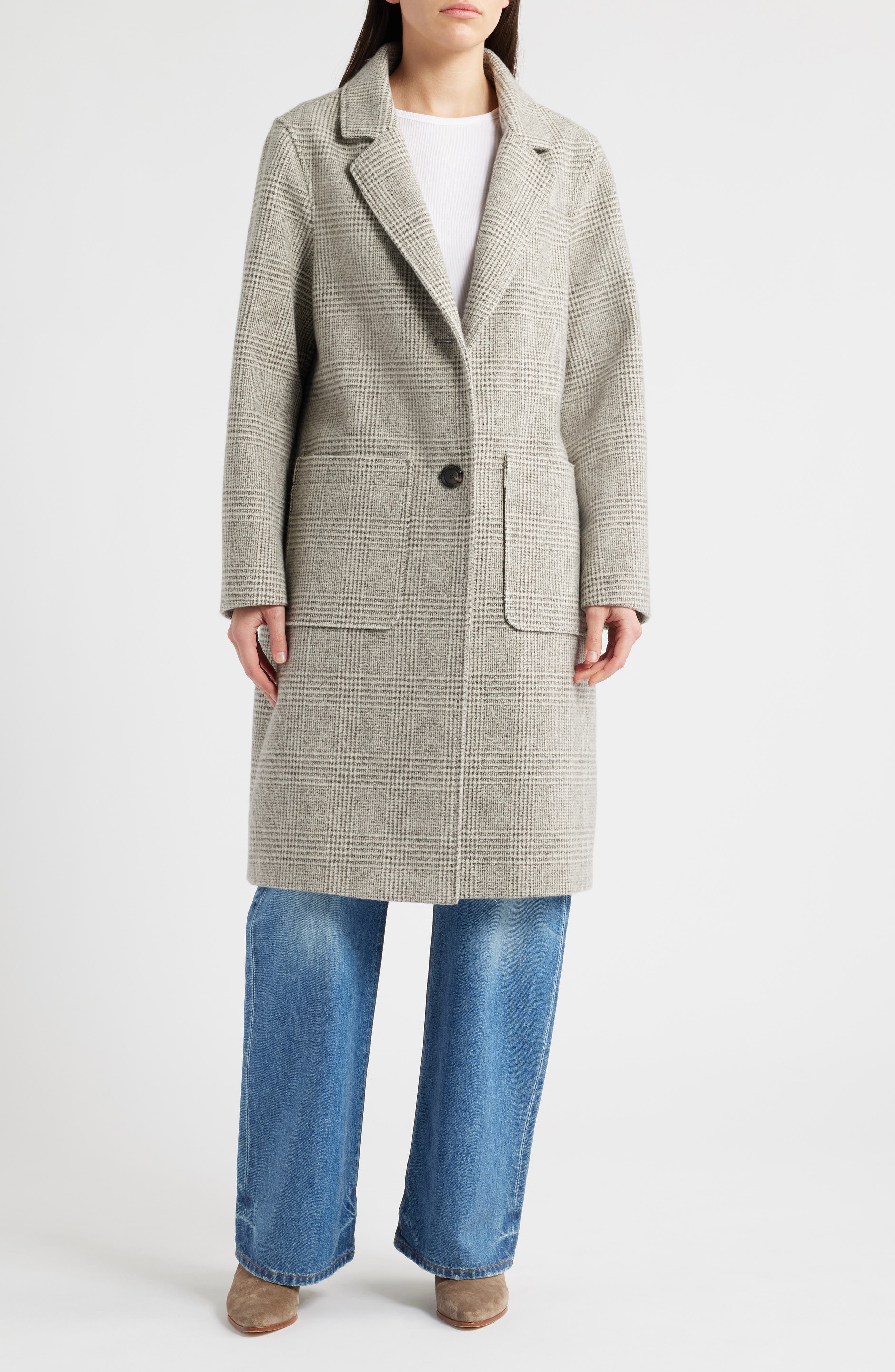 Longline Coat with Inset Faux Shearling Bib - image 4
