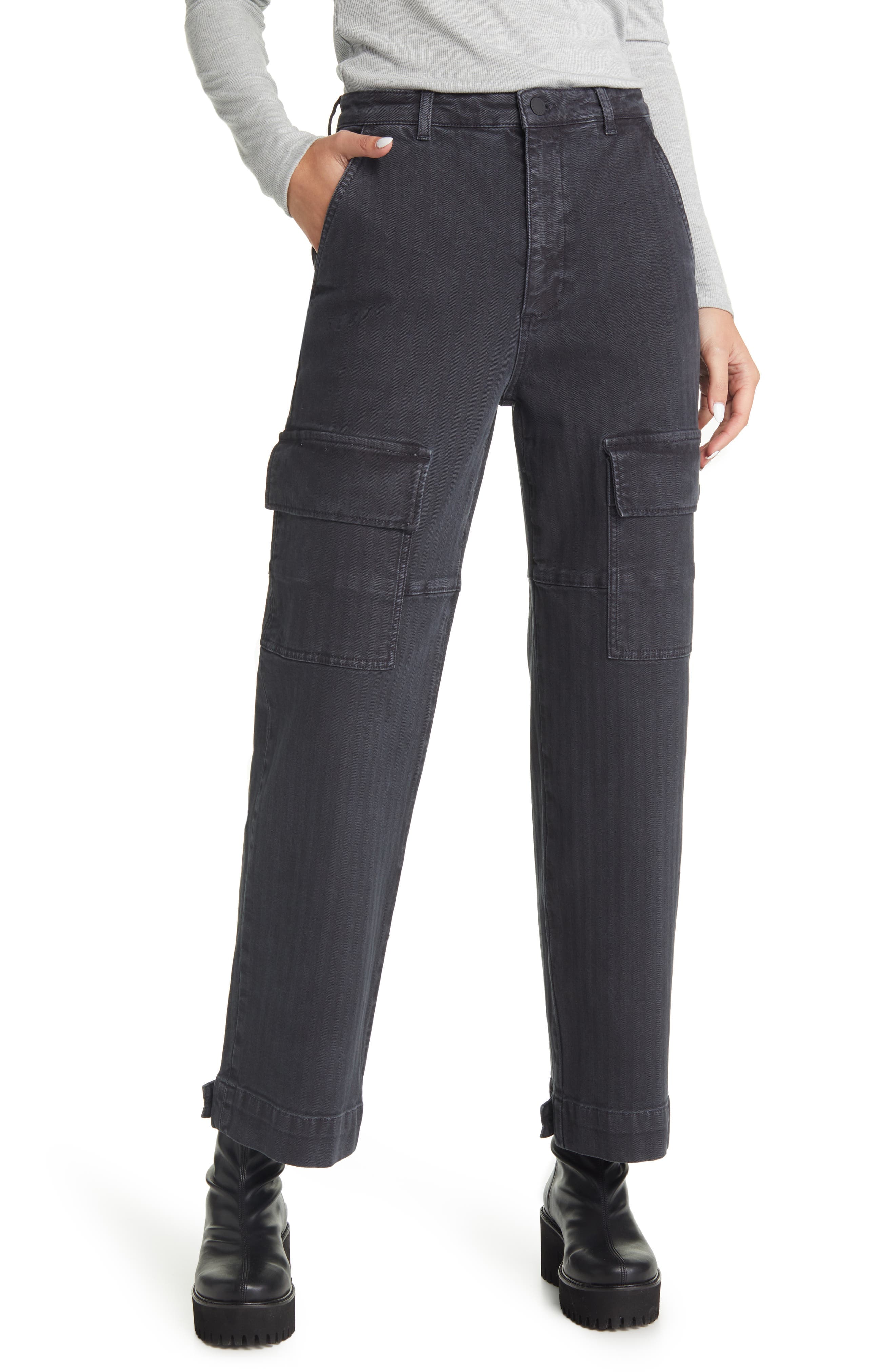 Knoxx High Waist Cargo Straight Leg Jeans - image 1