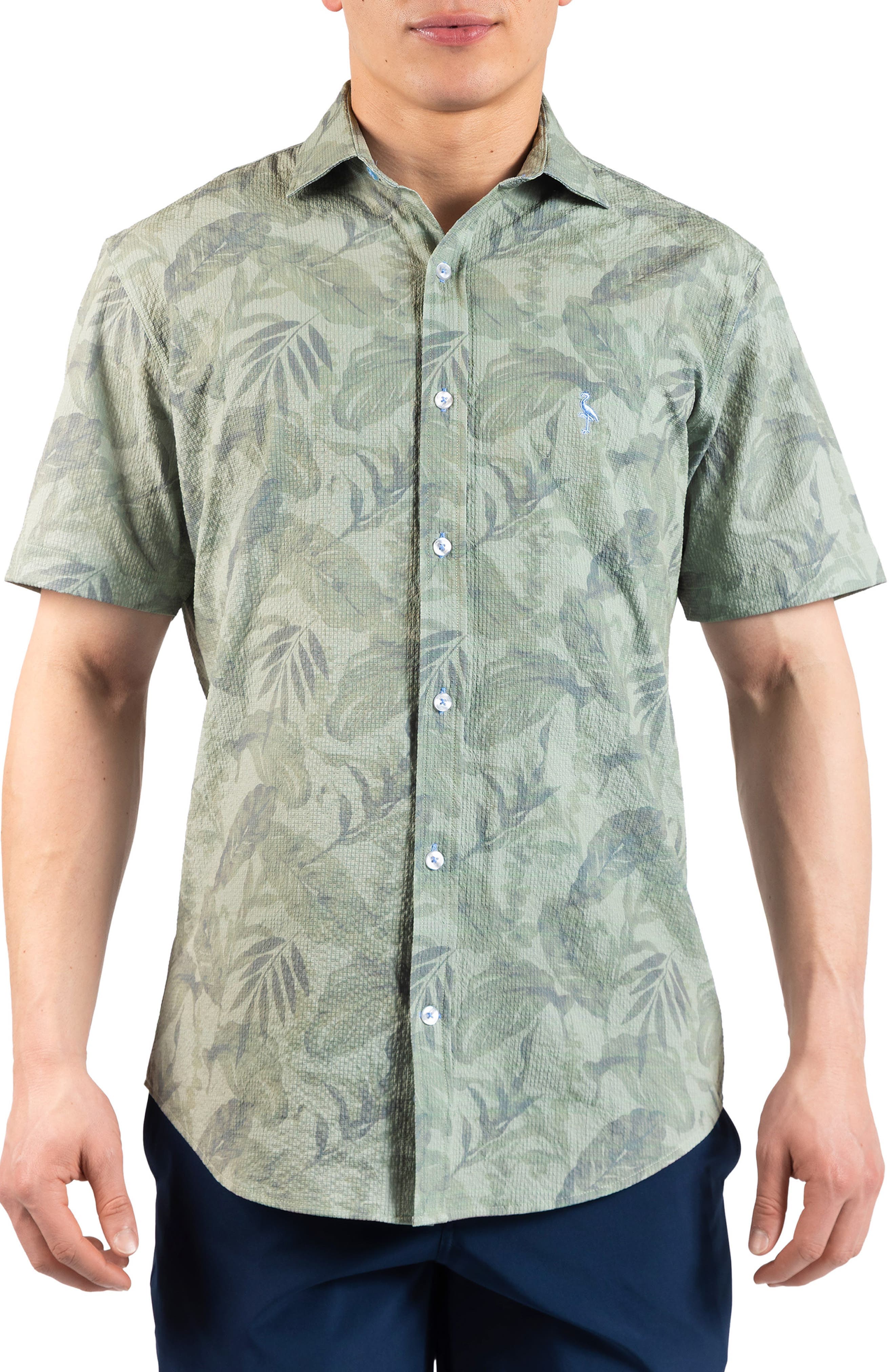 Tropical Leaves Short Sleeve Button-Up Shirt - image 1