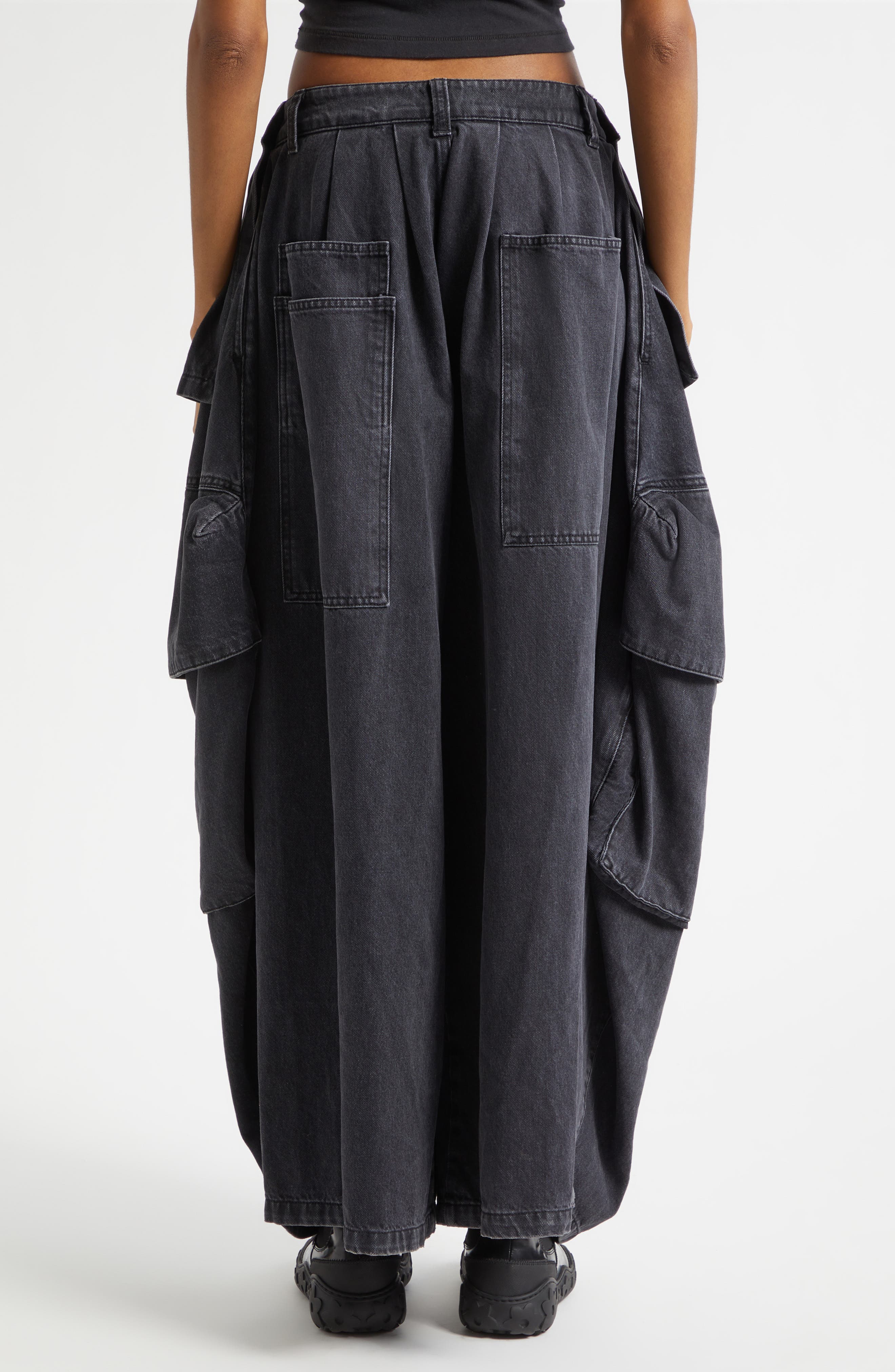 Hazel Skirt Panel Oversize Denim Cargo Pants - image 2