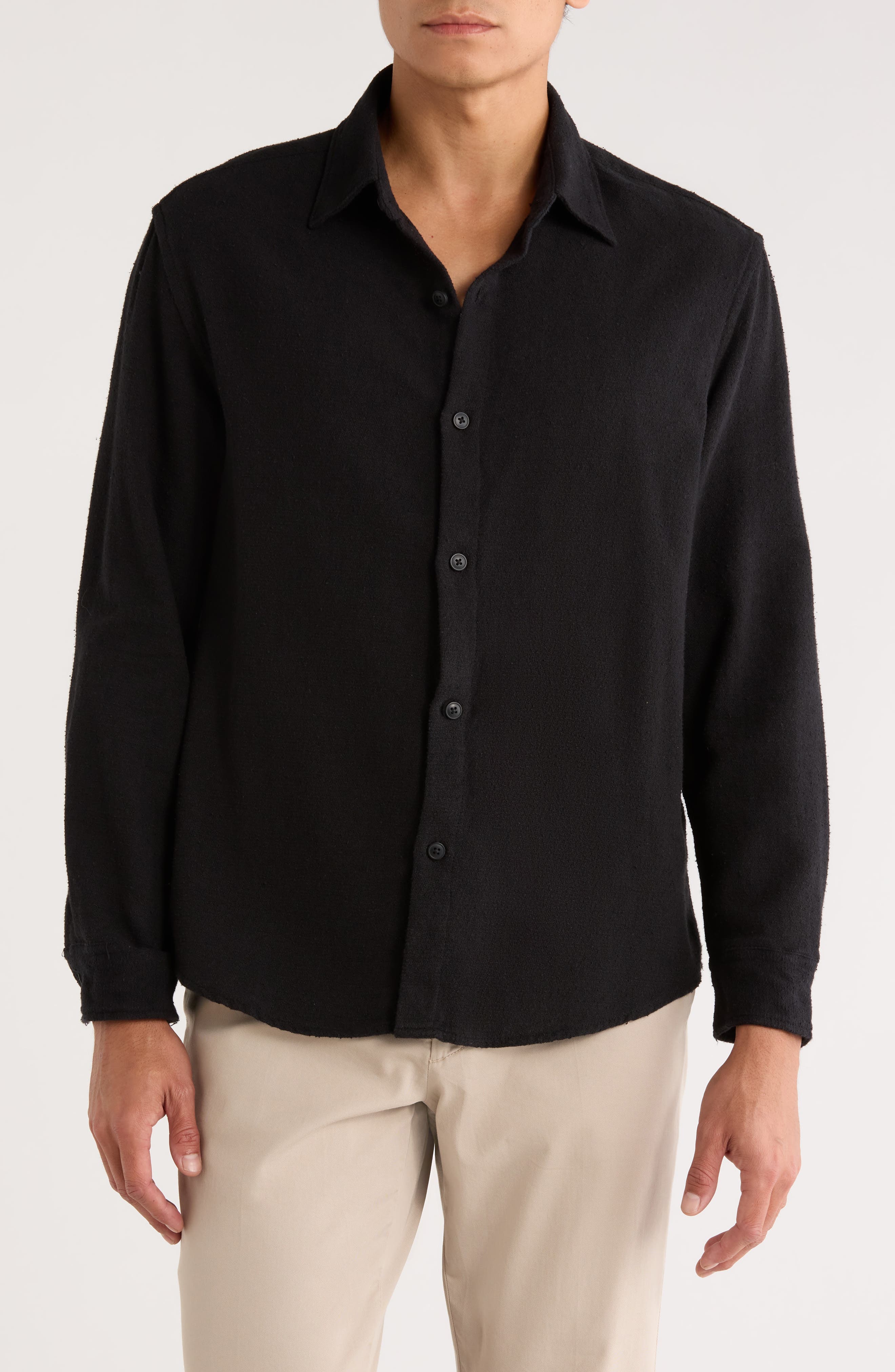 Relaxed Fit Textured Button-Up Shirt - image 1